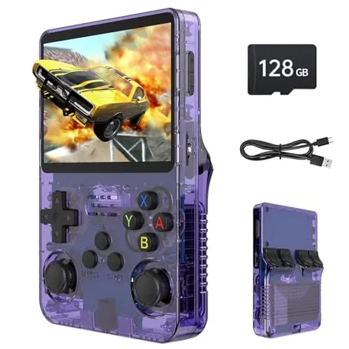 Febotak R36S - Console da gioco retrò portatile con schermo IPS da 3,5", 128 GB di memoria, oltre 40.000 giochi, basato su LINXU Open Source ARKOS, batteria da 3500 mAh