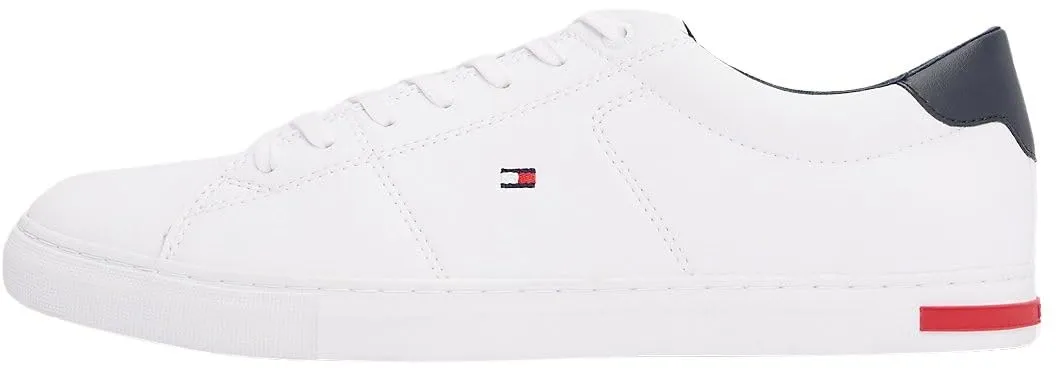Tommy Hilfiger Sneakers Vulcanizzate Uomo Essential Leather Detail Vulc Scarpe, Bianco (White), 43 EU