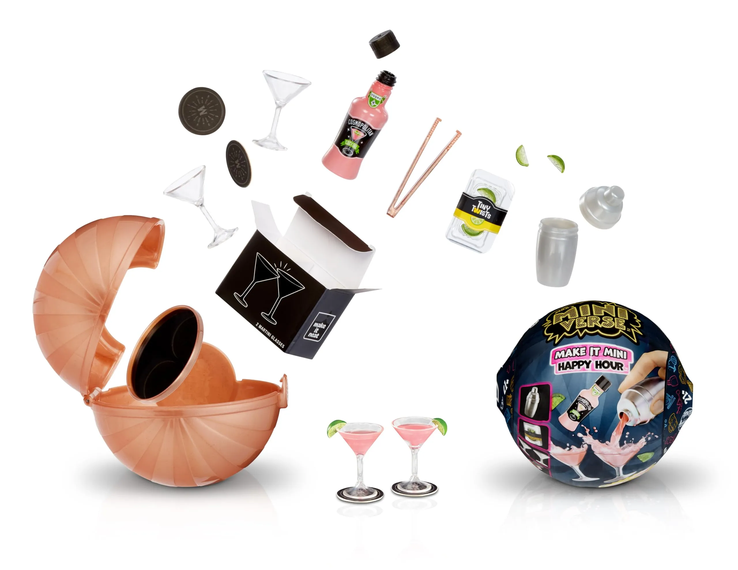 MGA's Miniverse Make It Mini Happy Hour - Mini Oggetti Da Collezione In Confezione Cieca - Cocktail Replica Fai Da Te - Gioco In Resina NON EDIBILE - Oggetti Da Collezione Per Adulti E Collezionisti