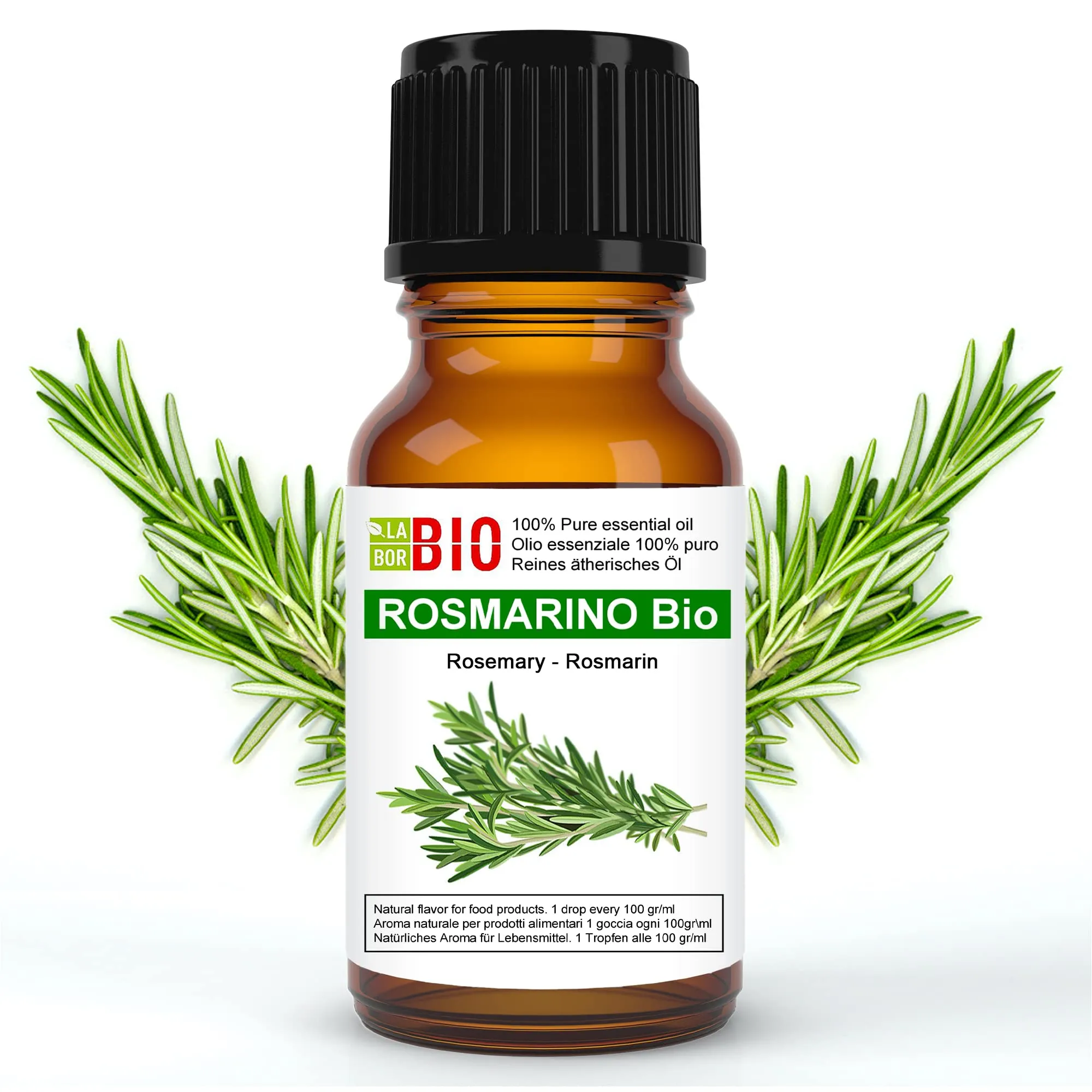 Rosmarino Bio Olio essenziale 100% Puro 30 ml - Uso interno Terapeutico Alimentare Diffusori Aromaterapia Cosmetica Cucina - Laborbio