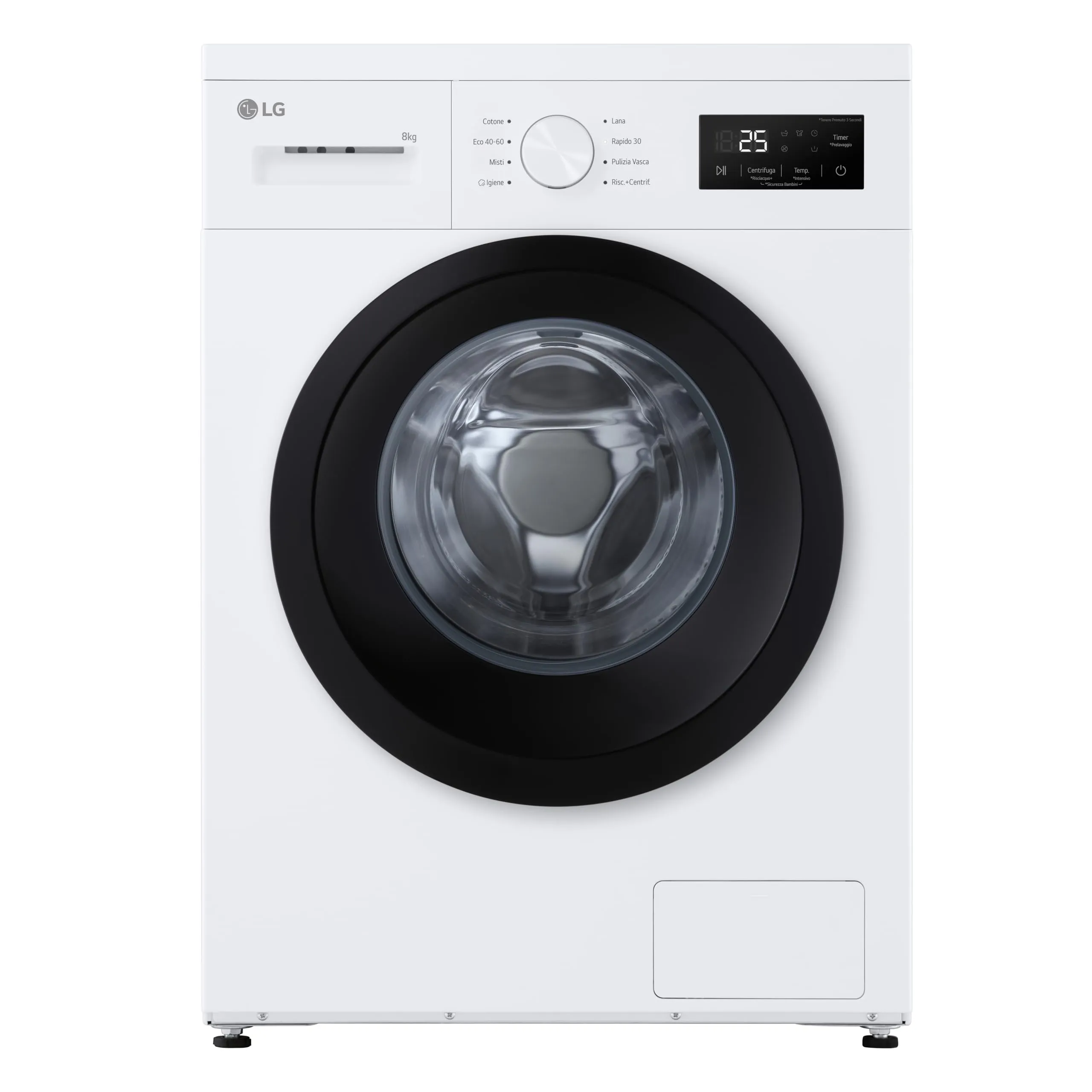 LG F4NA10S8NWK Lavatrice Slim 8 kg a Carica Frontale Serie A1, Classe A, 1400 Giri, Programma Igiene con Vapore, Top Rimovibile, Libera Installazione, Design Minimalista, White