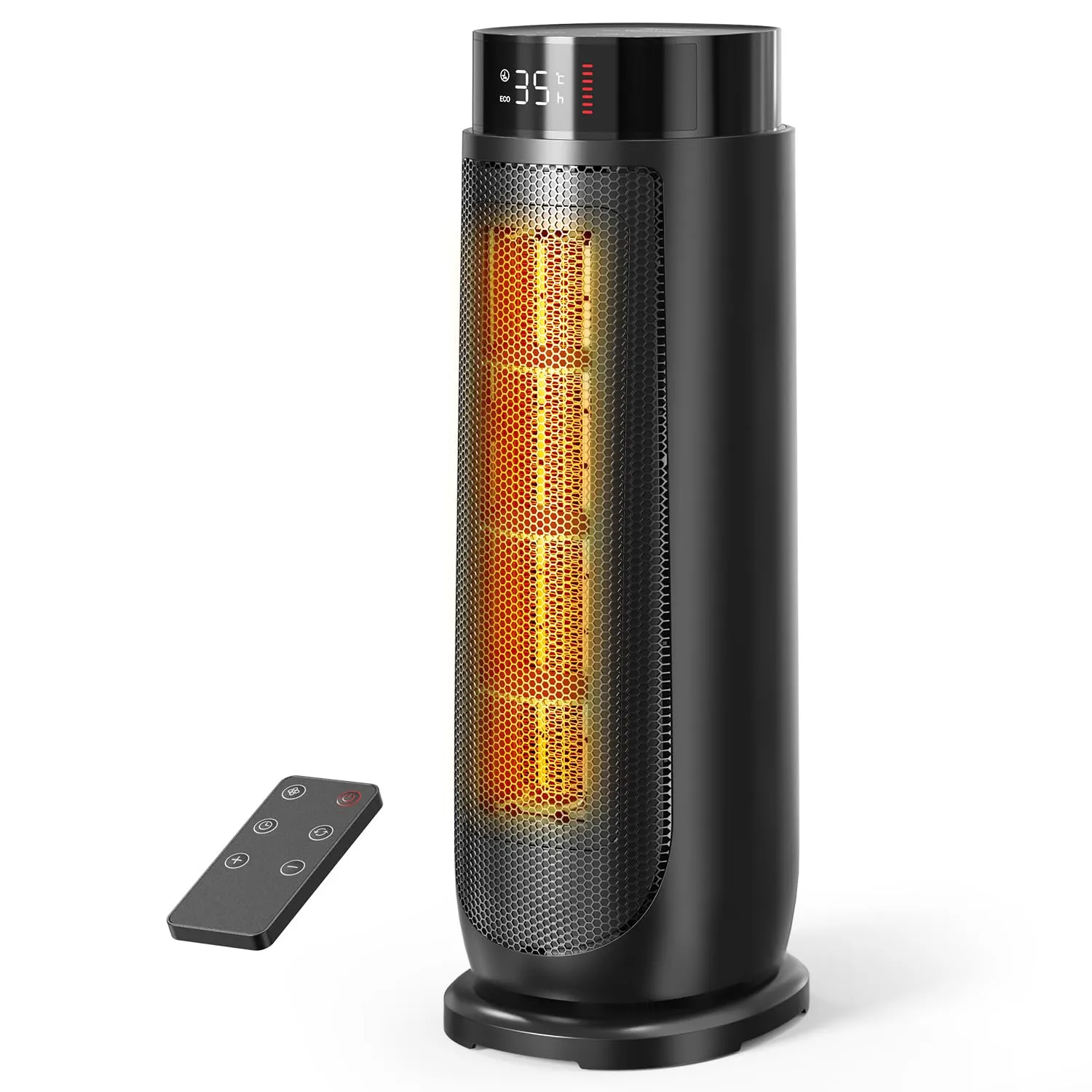 Aroeve Stufetta Elettrica Basso Consumo, Potente 2000W PTC Stufa Elettrica, 4 modalità inclusa ECO, 90° Oscillazione, Timer 24H, Telecomando, Protezione da Surriscaldamento e Ribaltamento, Casa