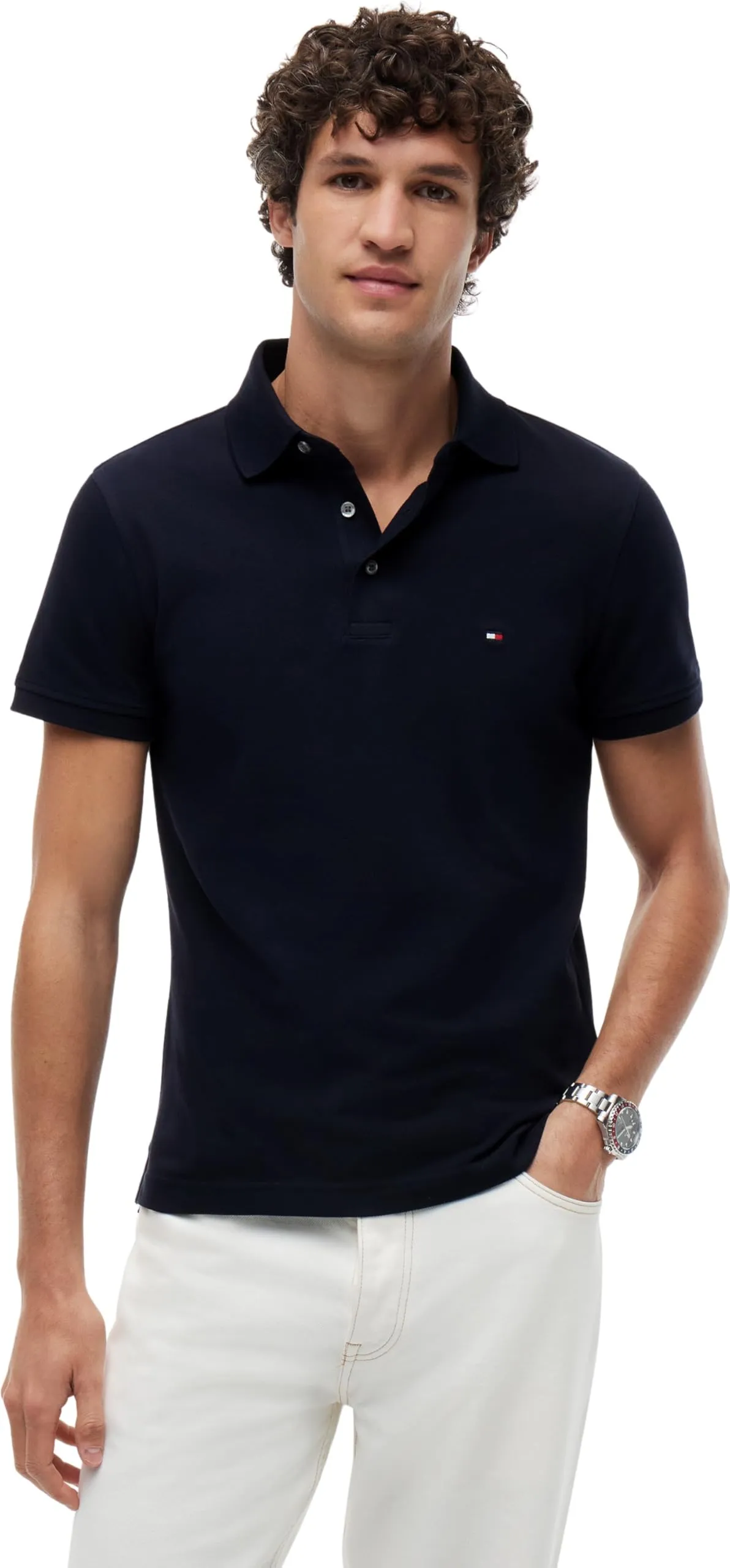 Tommy Hilfiger Maglietta Polo Maniche Corte Uomo 1985 Slim Fit, Blu (Desert Sky), M