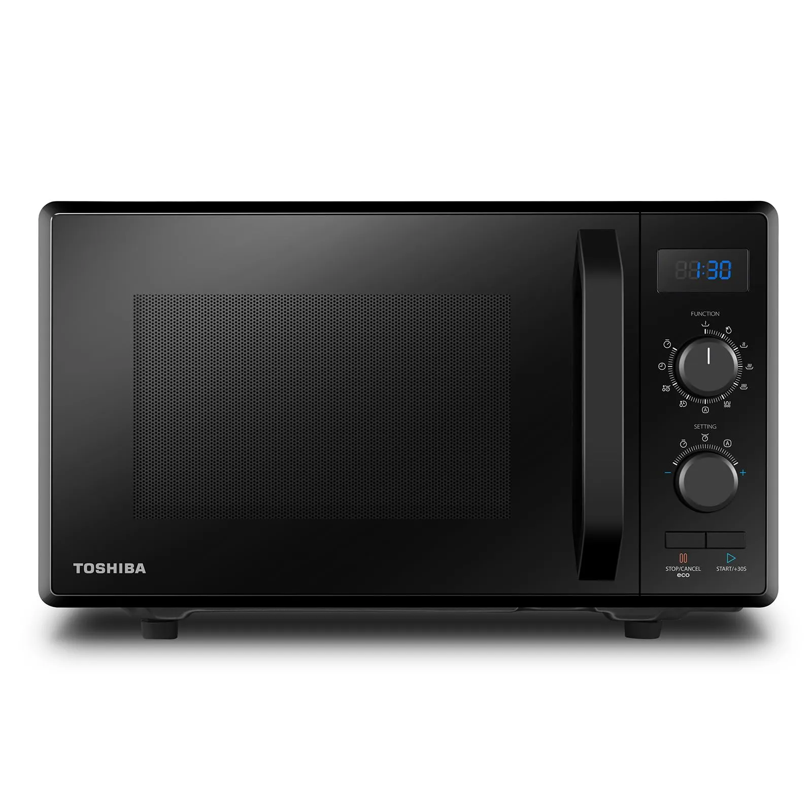 Toshiba Forno a microonde 900 W 23 L MW2-AG23P (BK) con funzione grill 1050 W, 8 menu automatici, funzione ECO, vassoio girevole con memoria di posizione, nero