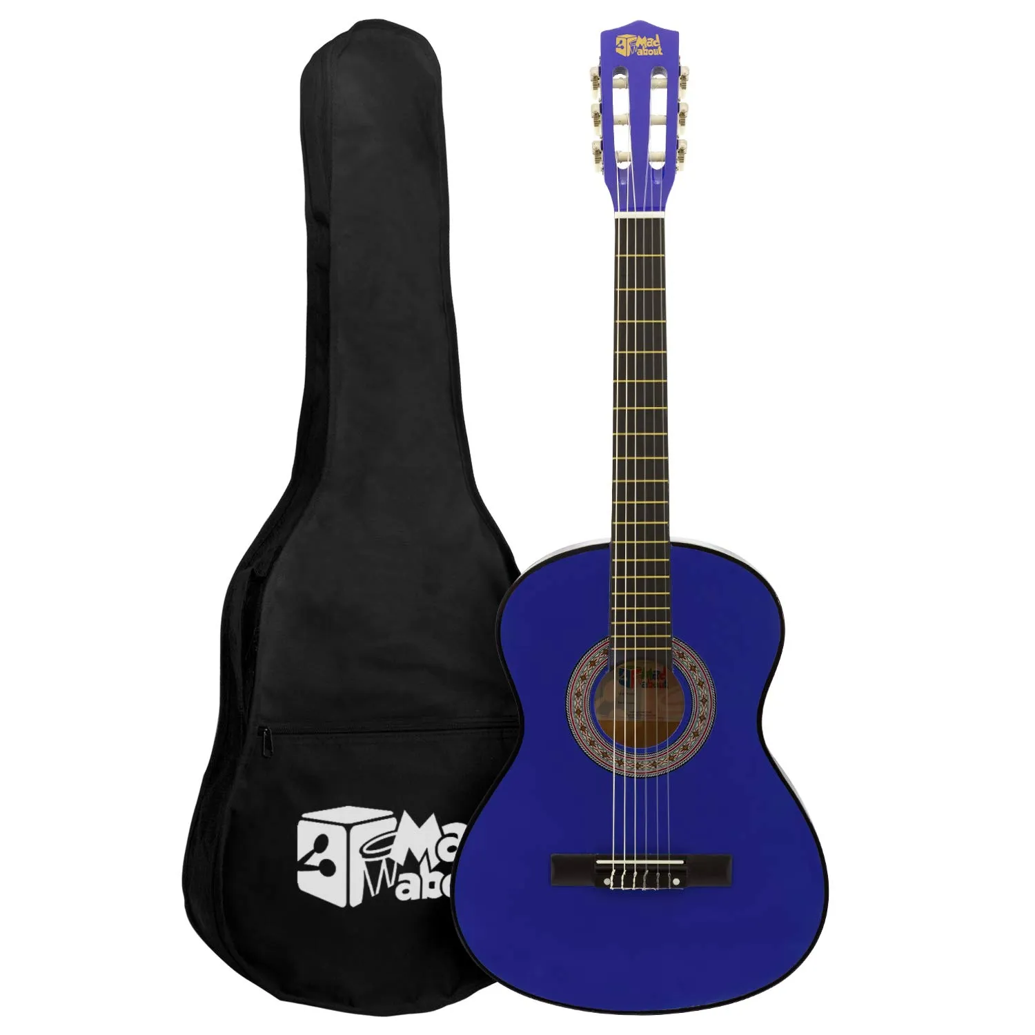 Mad About MA-CG02 Chitarra classica misura 3/4 con custodia, tracolla, plettro e corde di ricambio - colore blu
