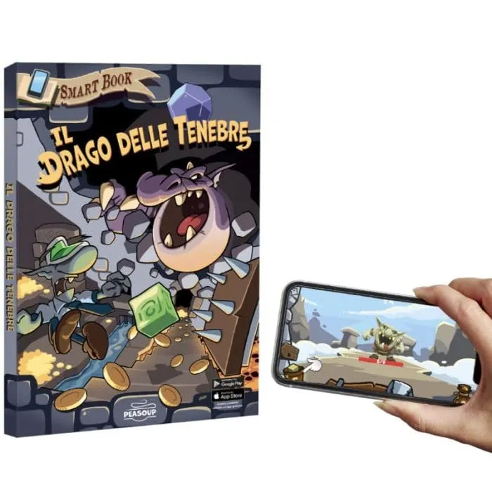 GIOCHI UNITI SMART BOOK - IL DRAGO DELLE TENEBRE - Il Libro Game Intelligente per Bambini, che Unisce Lettura e Giochi da Tavolo