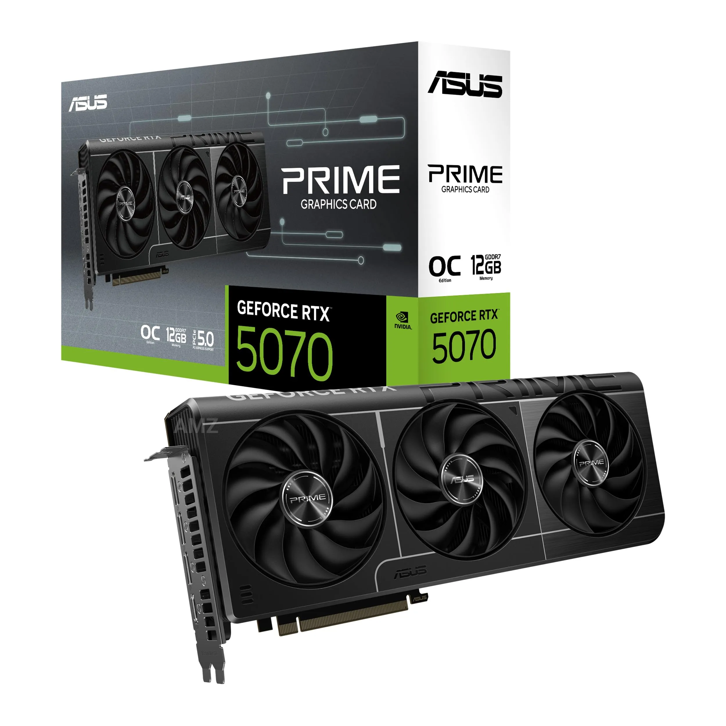 ASUS PRIME NVIDIA GeForce RTX 5070 OC Edition, Scheda Grafica 12 GB GDDR7, 192 Bit, PCIe 5.0, Design a 2,5 Slot, 3 Ventole Axial-Tech, 1 HDMI 2.1, 3 DisplayPort 2,1, Nera, PRIME-RTX5070-O12G