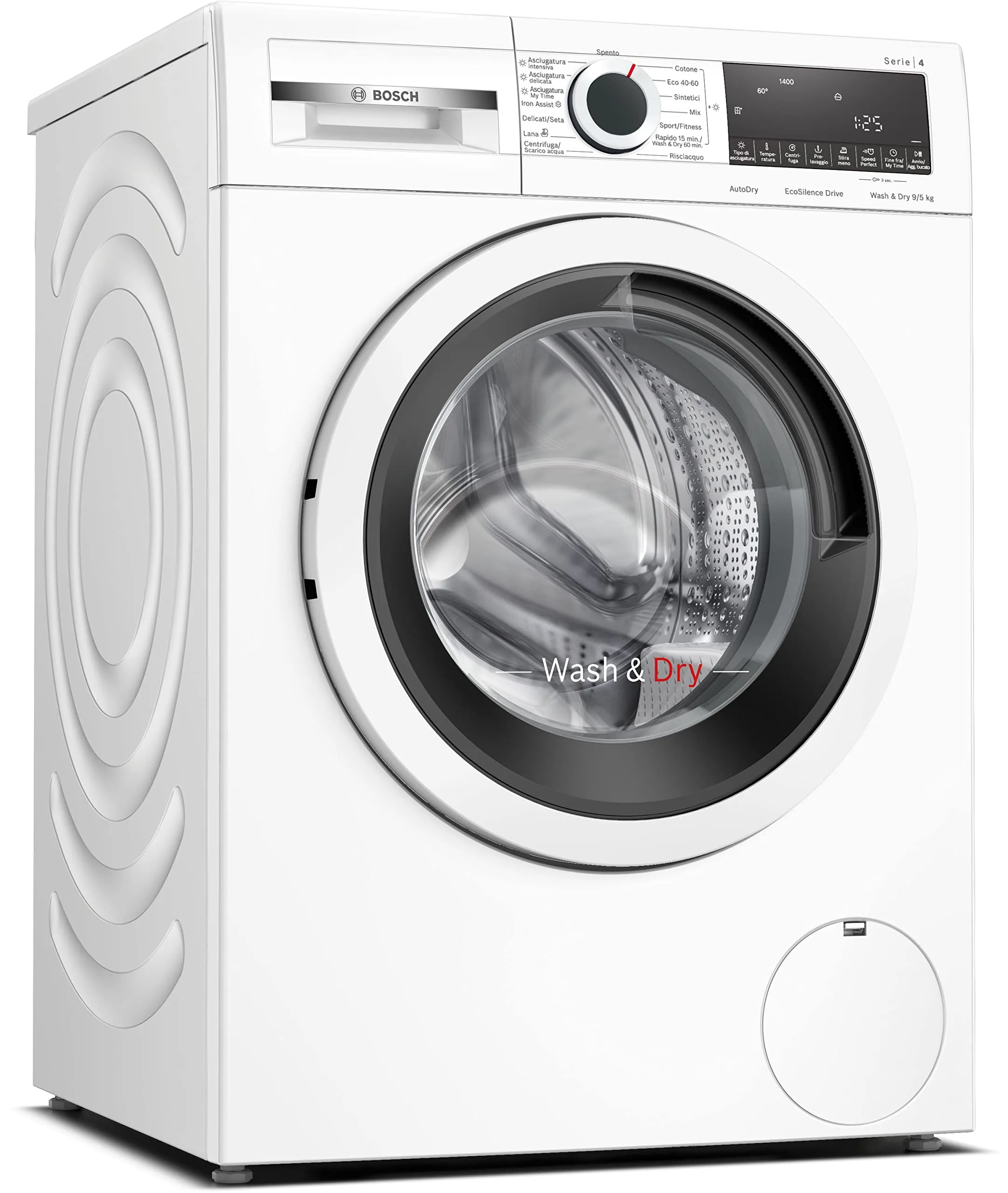 Bosch WNA144V0IT Serie 4, Lavasciuga, capacità 9/5 kg, 1400 rpm, Iron Assist, Condensatore autopulente, Speed Perfect, AutoDry