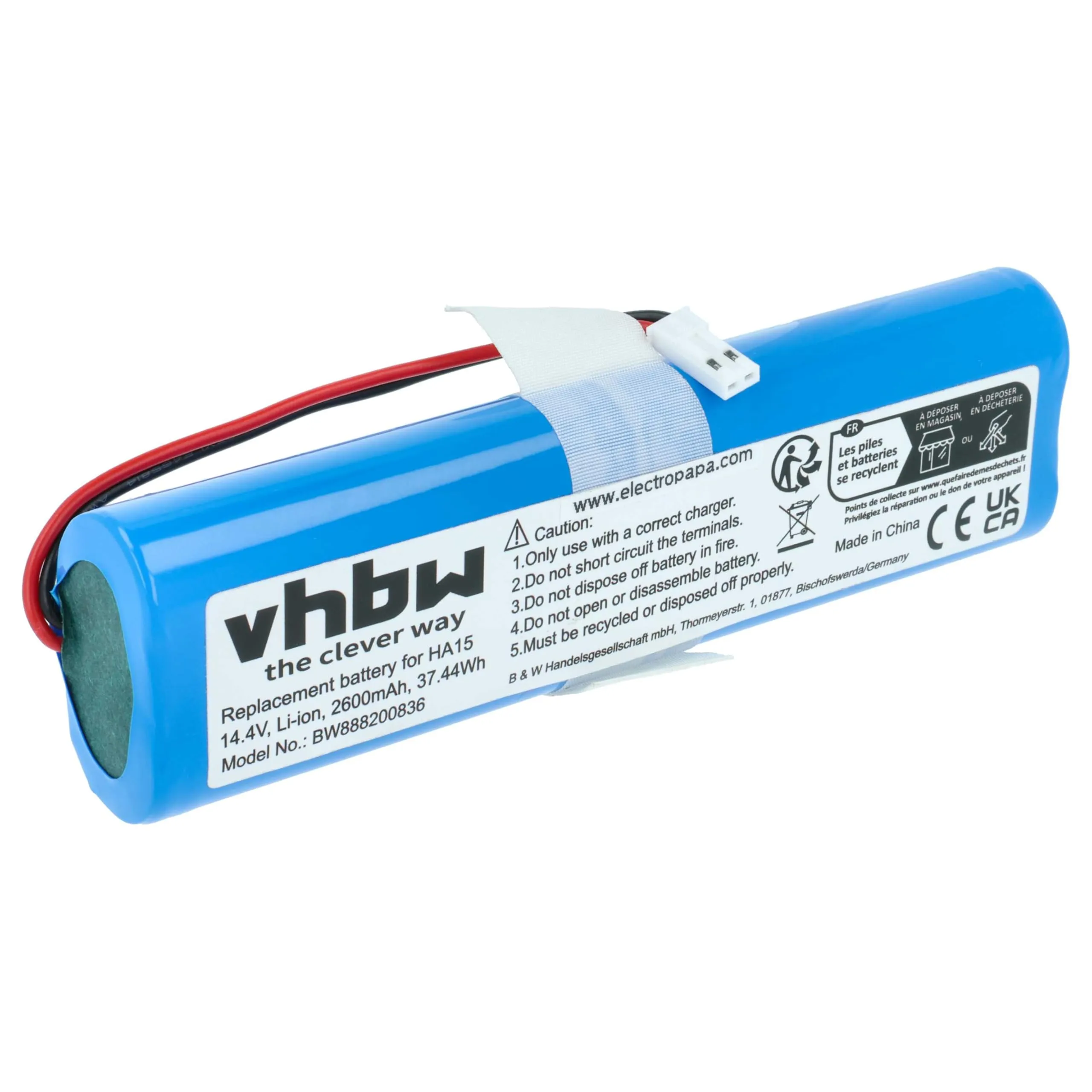 vhbw batteria compatibile con iLife V3s Pro, V50, V5s Pro, V8s, X750 aspirapolvere home cleaner (2600mAh, 14,4V, Li-Ion)