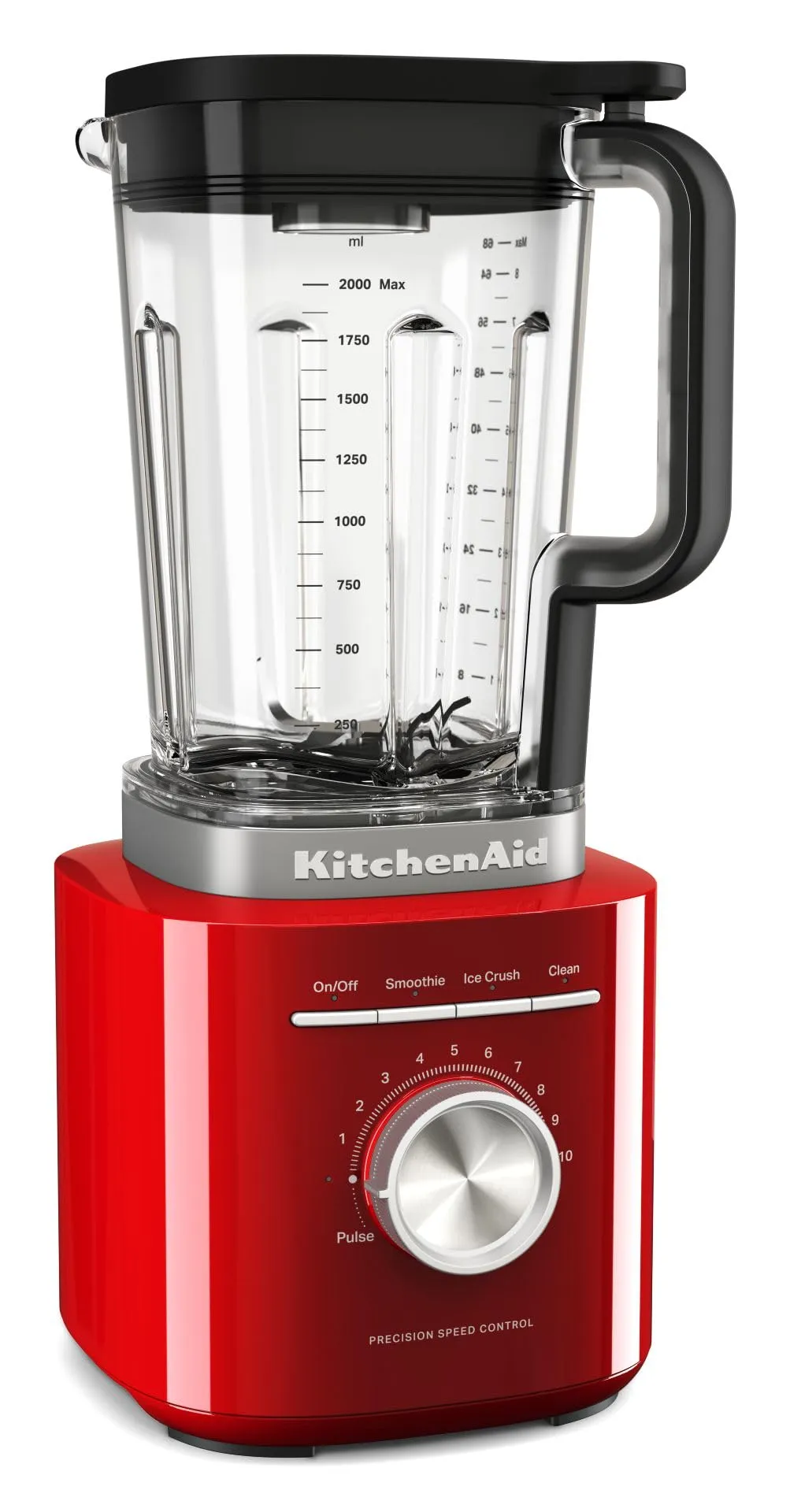 KitchenAid 5KSB20723EER Frullatore Pure Power, Motore Potente con Caraffa da 2L Senza BPA, 10 Velocità, Programmi Tritaghiaccio e Smoothie, Lame Asimmetriche Inox, Rosso Imperiale
