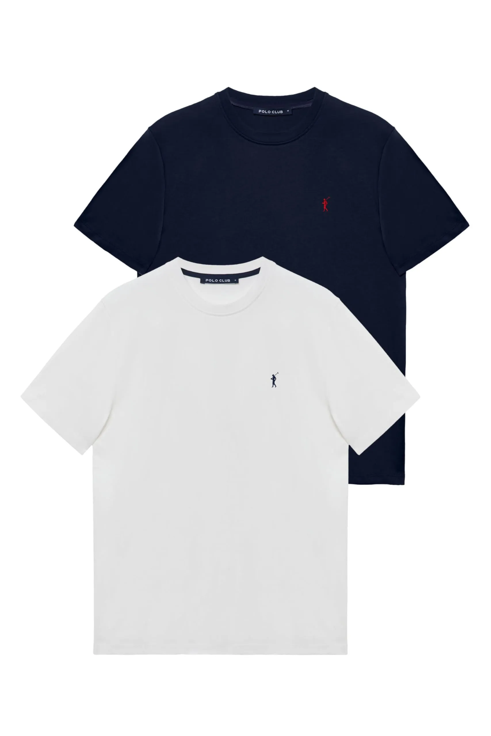 Polo Club Confezione da 2 Magliette Azzurro e Bianco - T-Shirt Uomo Manica Corta 100% Cotone - Pacco da 2 Maglietta for Men