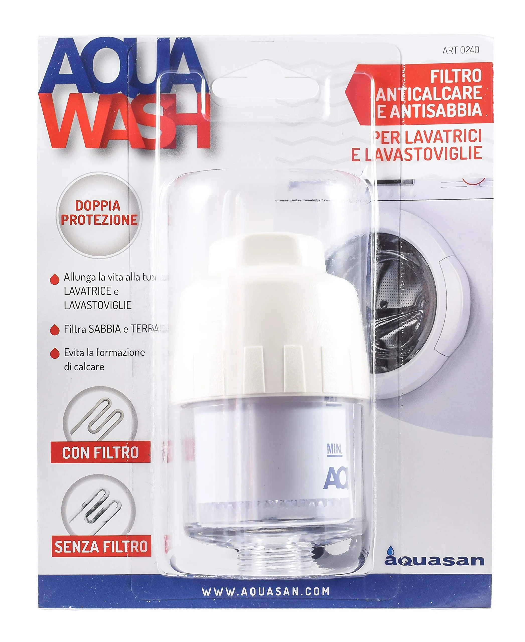Aquasan Aquawash Filtro Anticalcare in Polifosfato Protegge I Tuoi Elettrodomestici Vestiti e Stoviglie Migliora L’Effetto Detersivo Per Tutte Le Lavatrici e Lavastoviglie
