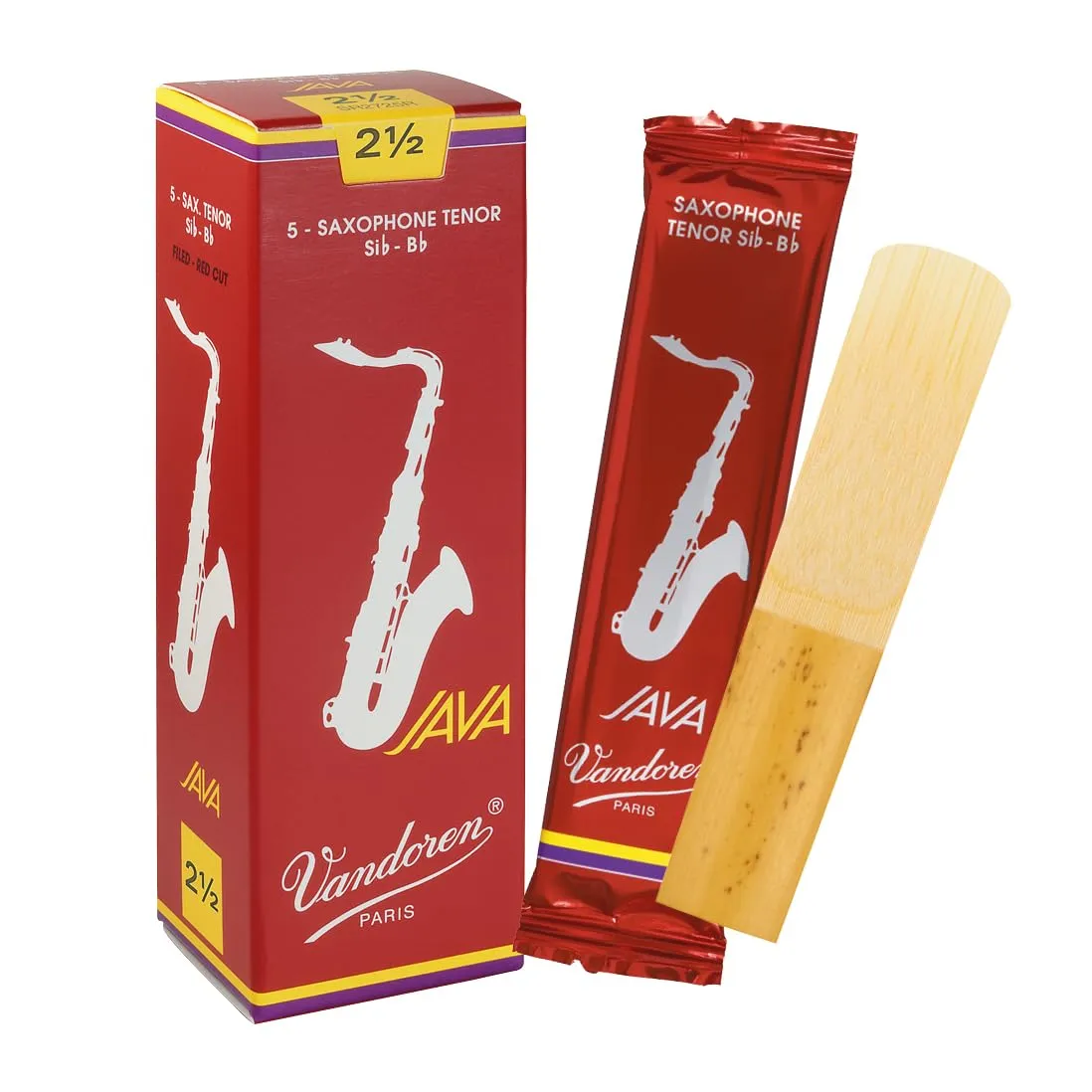 Vandoren SR2725R Java 5 Ance per Sassofono Tenore, Forza 2,5, Rosso