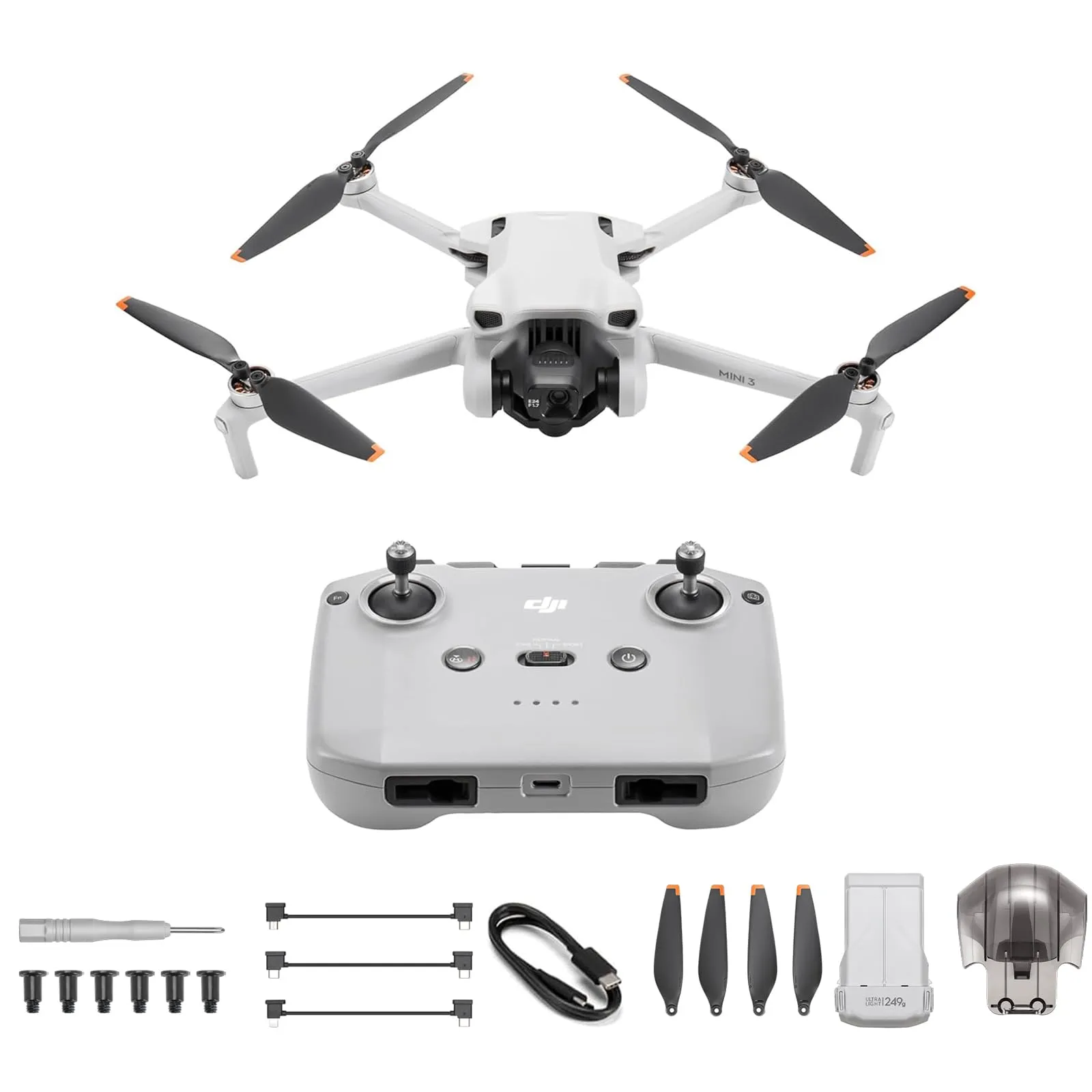 DJI Mini 3 – Mini drone con fotocamera leggero e pieghevole con video in 4K HDR, autonomia di 38 minuti, Riprese verticali native e funzioni intelligenti, C0 (Mini 3)
