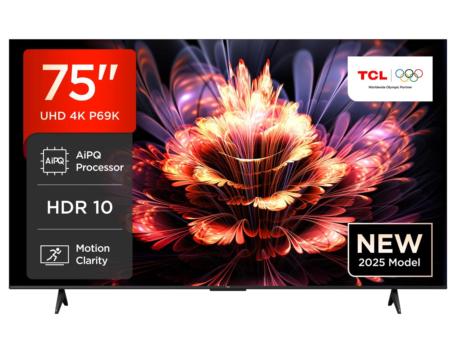 TCL 75P69K TV LED Direct da 75", TV HDR 4K, Smart TV con tecnologia Google TV (Dolby Audio, Motion Clarity, compatibile con Google Assistant e Alexa)