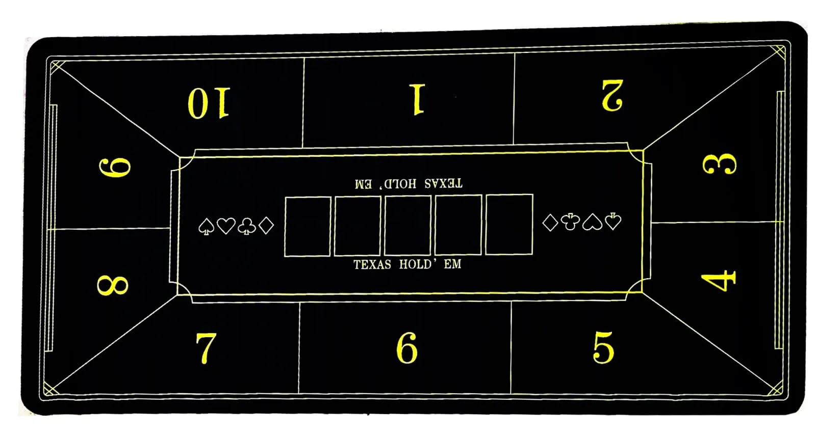 OUTLETISSIMO® Tappetino Da Poker Multigiocatore 10 Posti 180x90cm Nero e Oro Con Sacca Portatile Panno Casinò Copritavolo Texas Hold'em Antiscivolo Idrorepellente