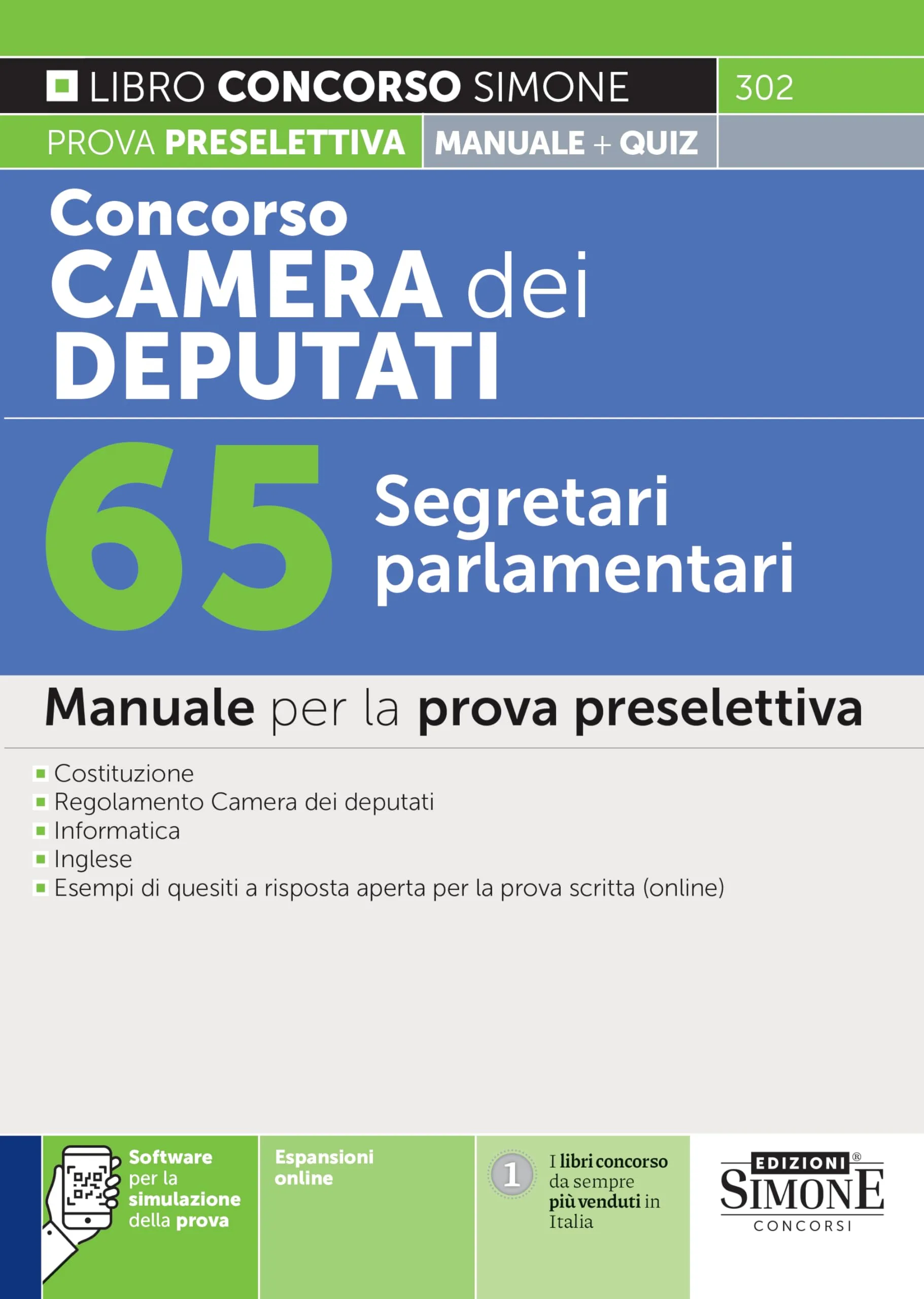 Concorso Camera dei Deputati - 65 Segretari parlamentari - Manuale per la prova preselettiva
