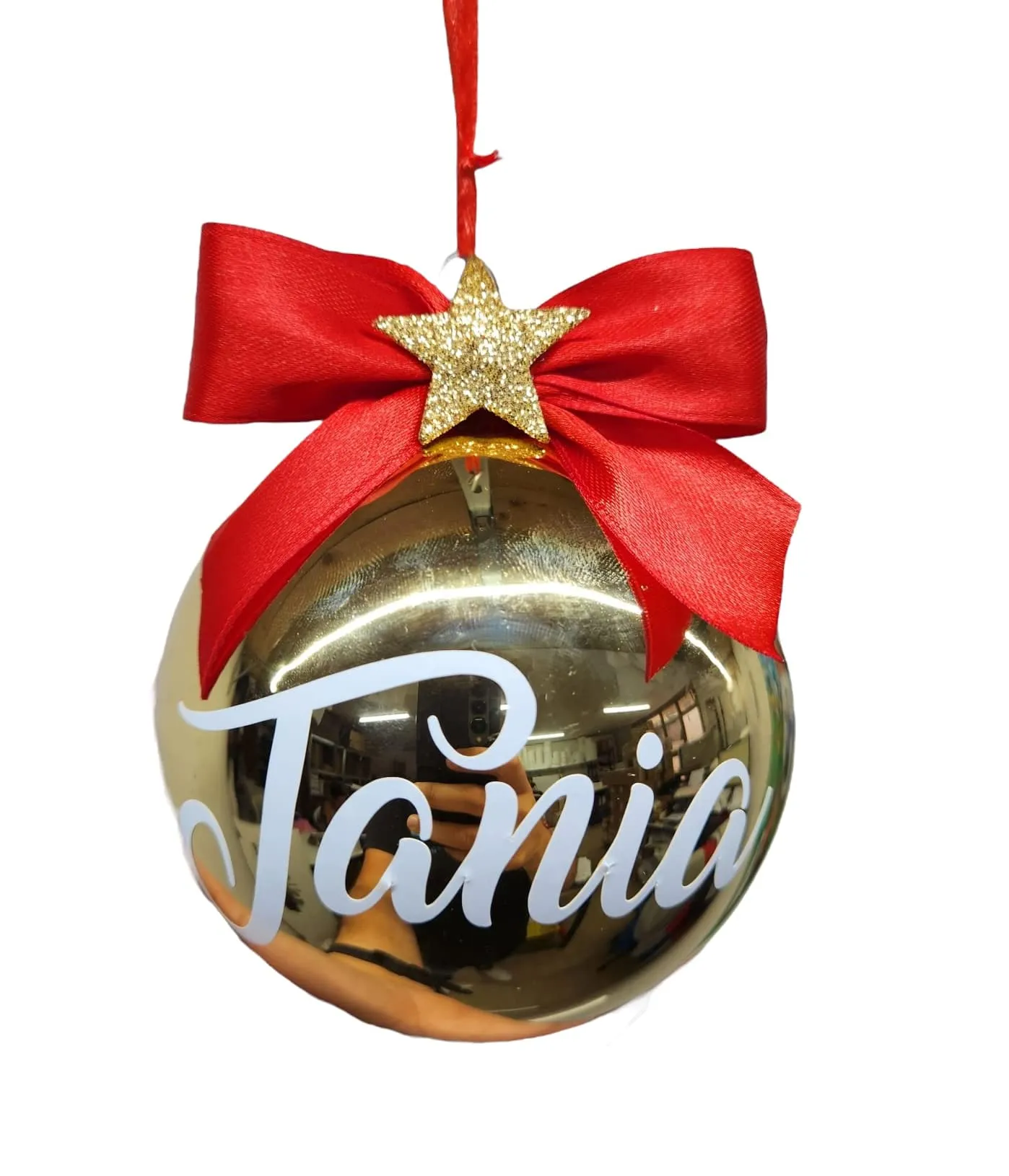 Palla per Albero Di Natale IN VETRO Oro Lucida 10CM Personalizzata pallina con Nome o Scritta DECORAZIONE NATALIZIA