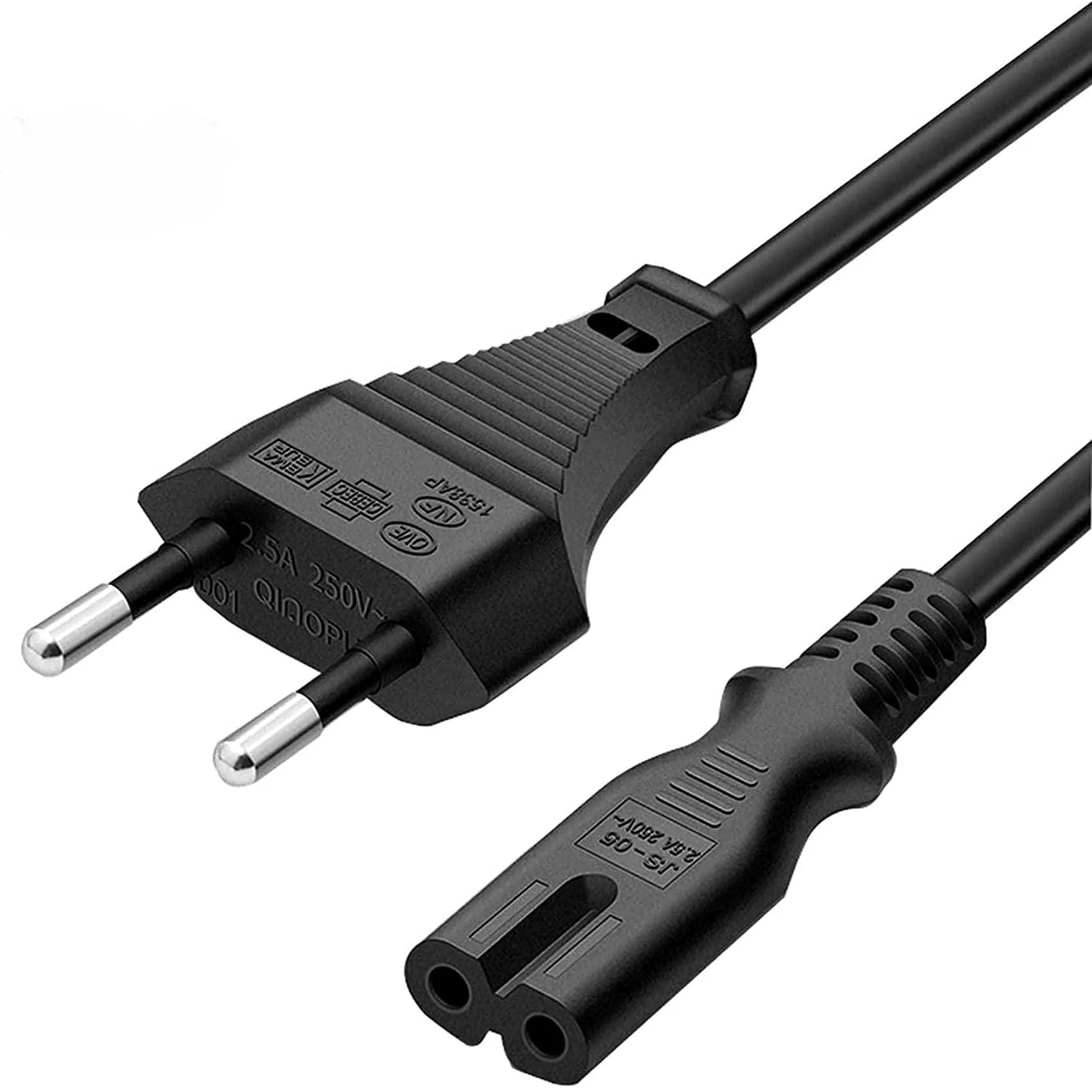 FSKE 3 Metri Cavo Alimentazione IEC320 C7 con 2 Poli Spina Euro per PS5 PS4, TV Monitor Samsung Philips Sony LG Sharp, PC Portatile Adattatore, Sonos PLAY 3 5, Stampante HP, Radio ecc. Nero