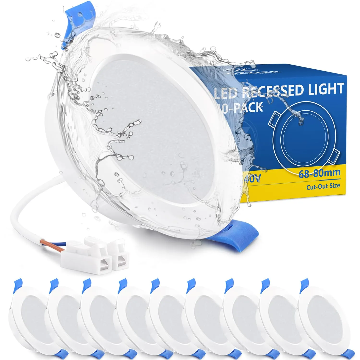 ZIZZLER 10 Faretti LED da Incasso per Cartongesso 220V, 4000K Luce Naturale, Foro 68mm - 80mm, 5W IP44 Luci Soffitto Interno Ultra Slim, per Bagno, Cucina