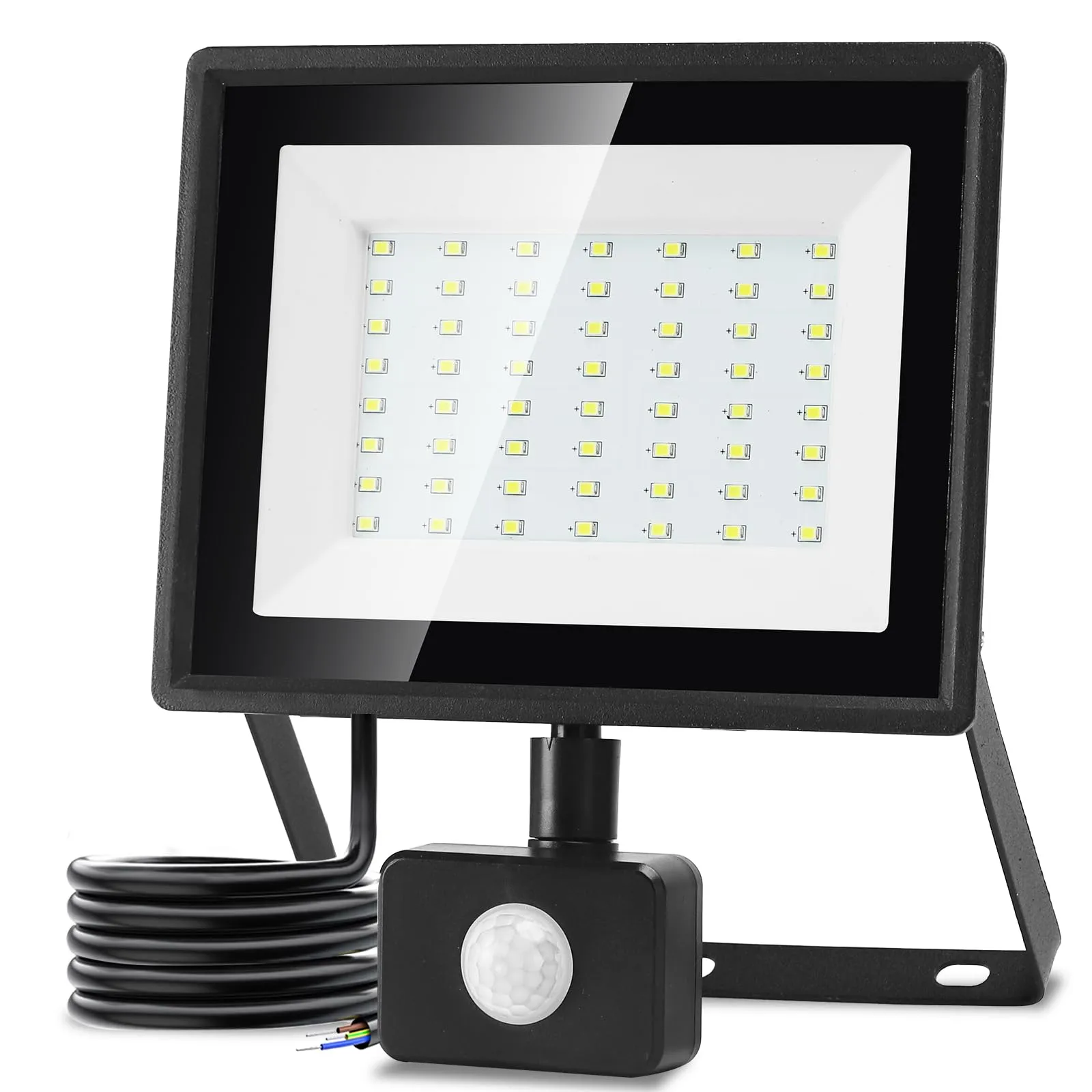 Aigostar Faretto Led da Esterno con Sensore di Movimento,50W 4300LM Faro LED Esterno,Bianco Freddo 6500K,IP65 Impermeabile Faretti LED per Giardino,Cortile,Patio,Garage
