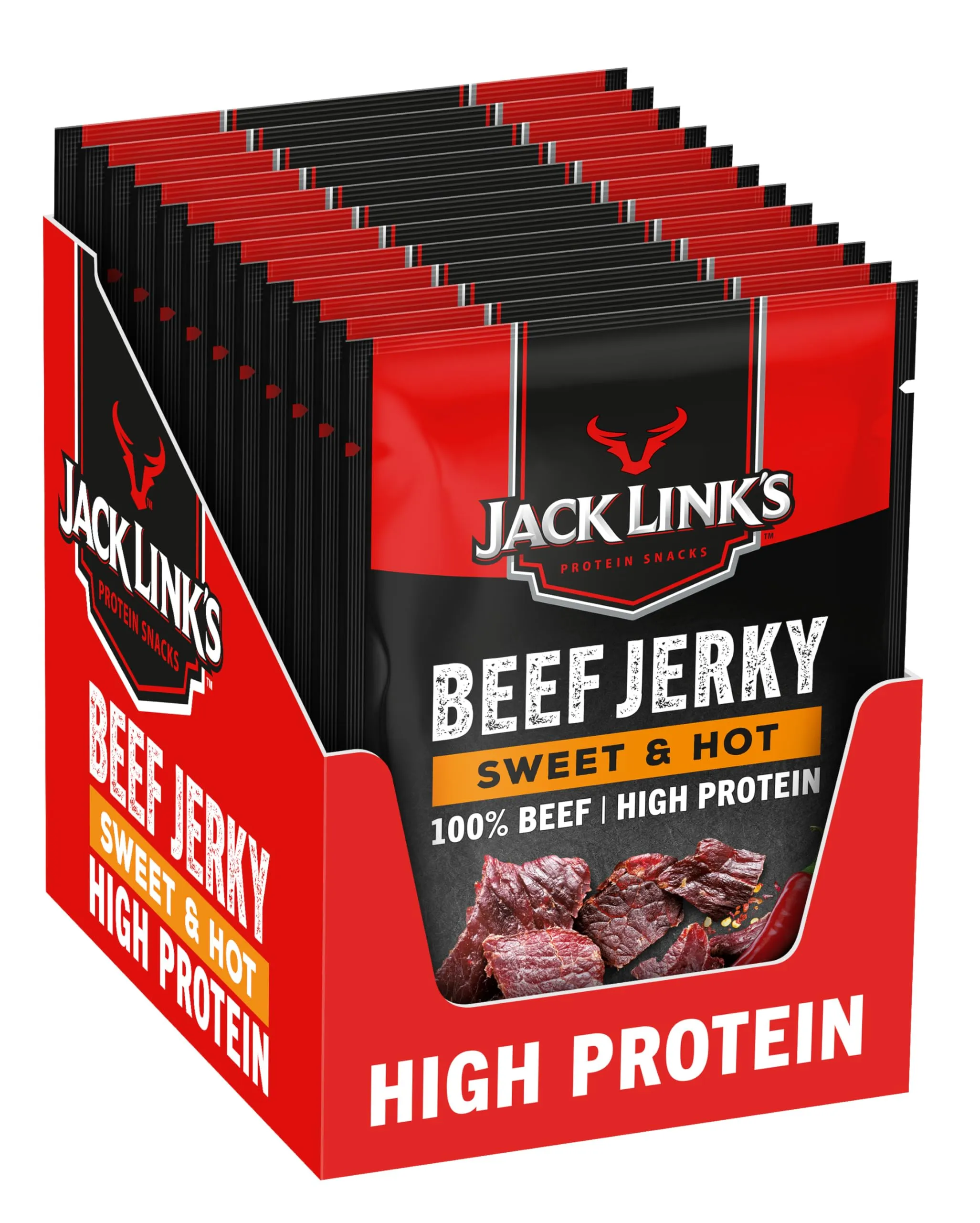 Jack Link's Master Beef Jerky Sweet & Hot - Confezione da 12 x 25 gr