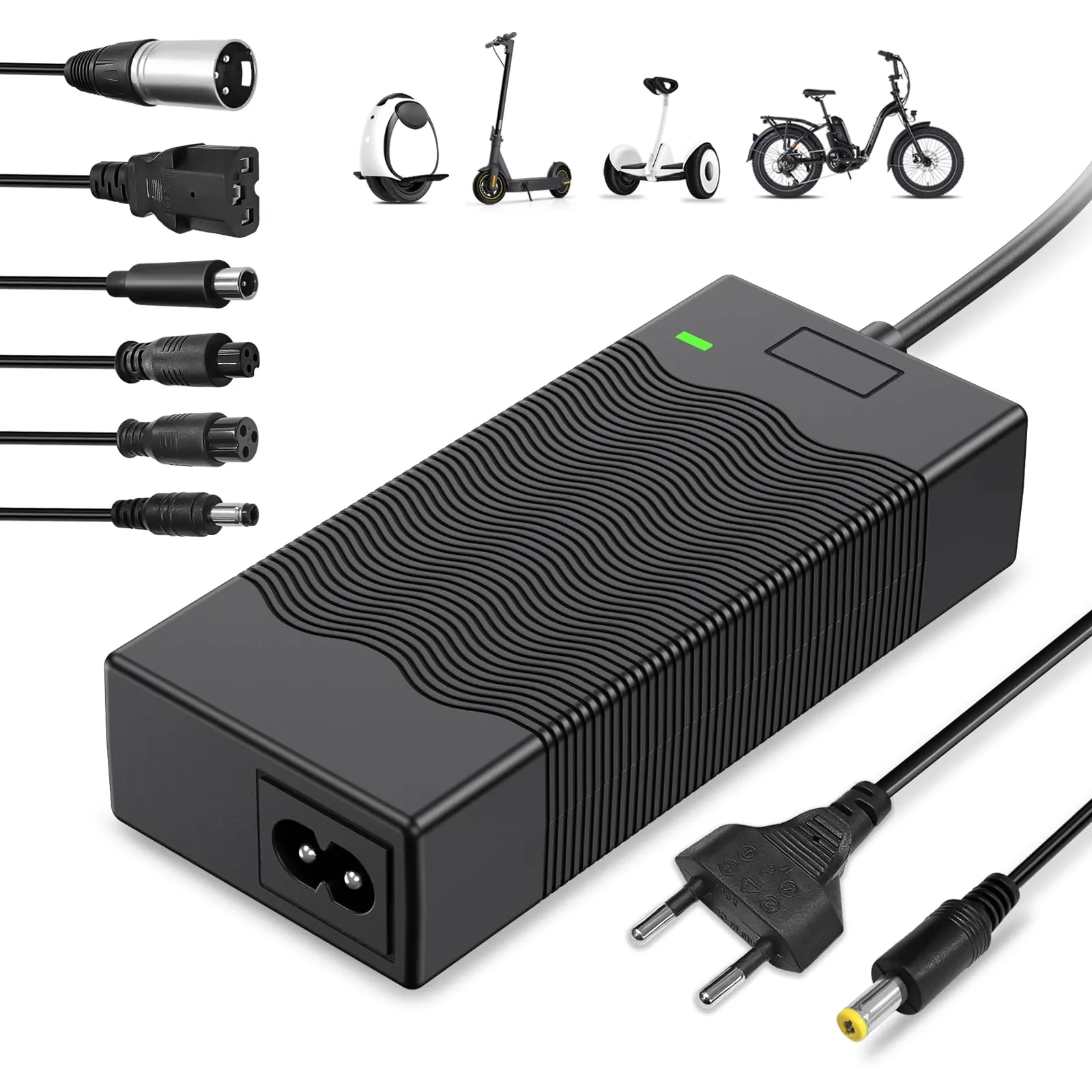 ZIMAOER Caricatore Scooter Elettrico 42V 2A con 6 Spine, Alimentatore per Batteria al Litio 36V, Compatibile con Xiaomi Mi, Ninebot, Hoverboard ed E-Bike, Adattatore di Ricarica con Cavo