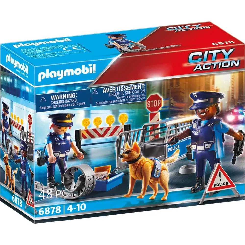 PLAYMOBIL, 6878 Polizia Giocattolo, Multicolore, Blocco stradale