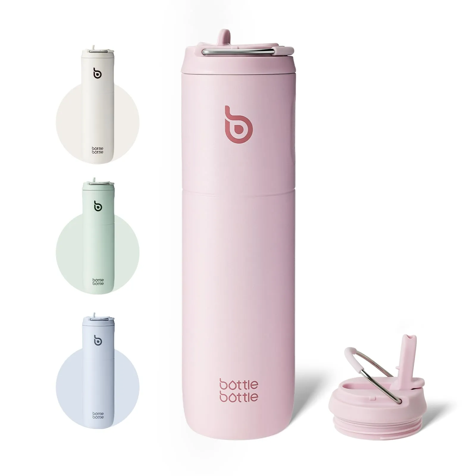 BOTTLE BOTTLE Borraccia con Cannuccia Sportiva Borraccia Termica Palestra 700ml Thermos Bevande Calde (Verde Rosa)