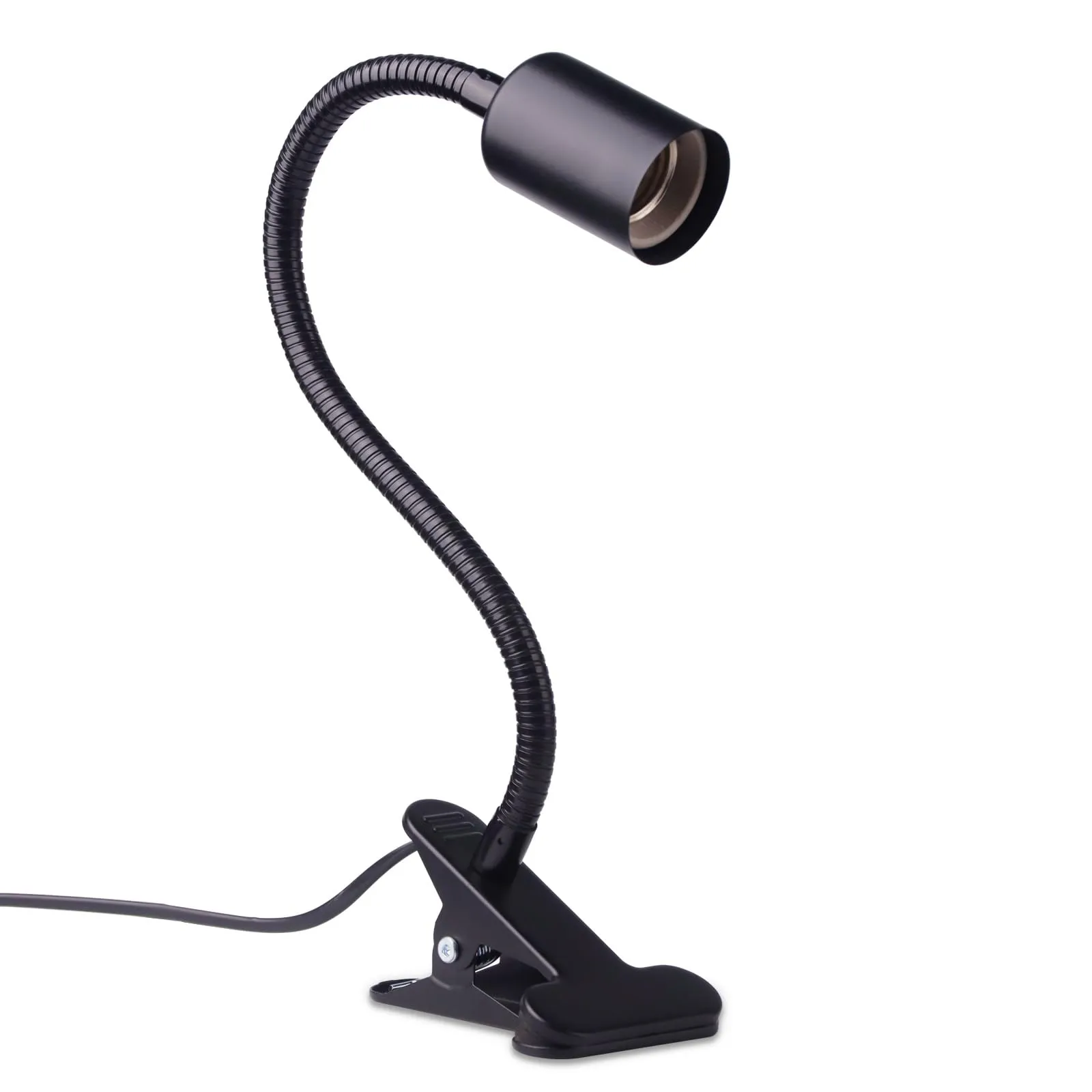 Akynite Portalampada E27 con Pinza per Tartarughe, max. 150W, Flessibile con 1,5m Cavo e Interruttore, Portalampada E27 Ceramica per Lampada Tartarughe Rettili, Lampada Riscaldante per Cani, Nero