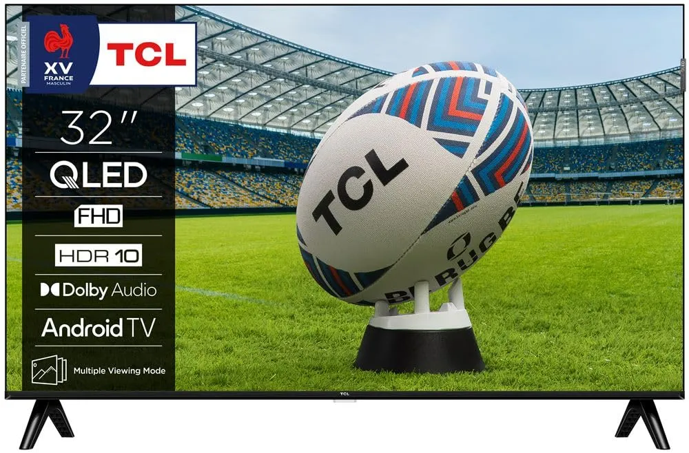 TCL TELEVISORE 32" POLLICI SMART TV 32S59K QLED, FHD, DOLBY AUDIO, HEVC MAIN 10, DVB-T2