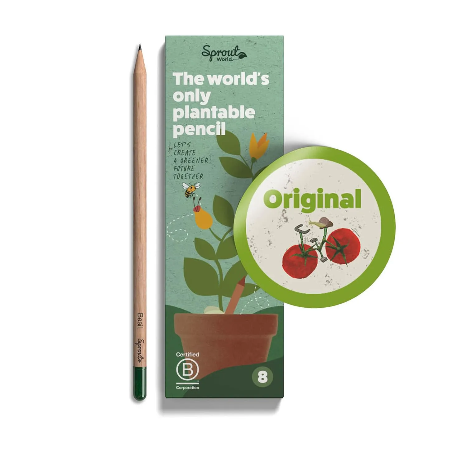 SproutWorld Matita | Edizione Original | Matite Piantabili con Semi di Fiori, Erbe e Verdure | Legno Ecoso-stenibile | Set Regalo Ecologico per Schizzo, Disegno Artistico