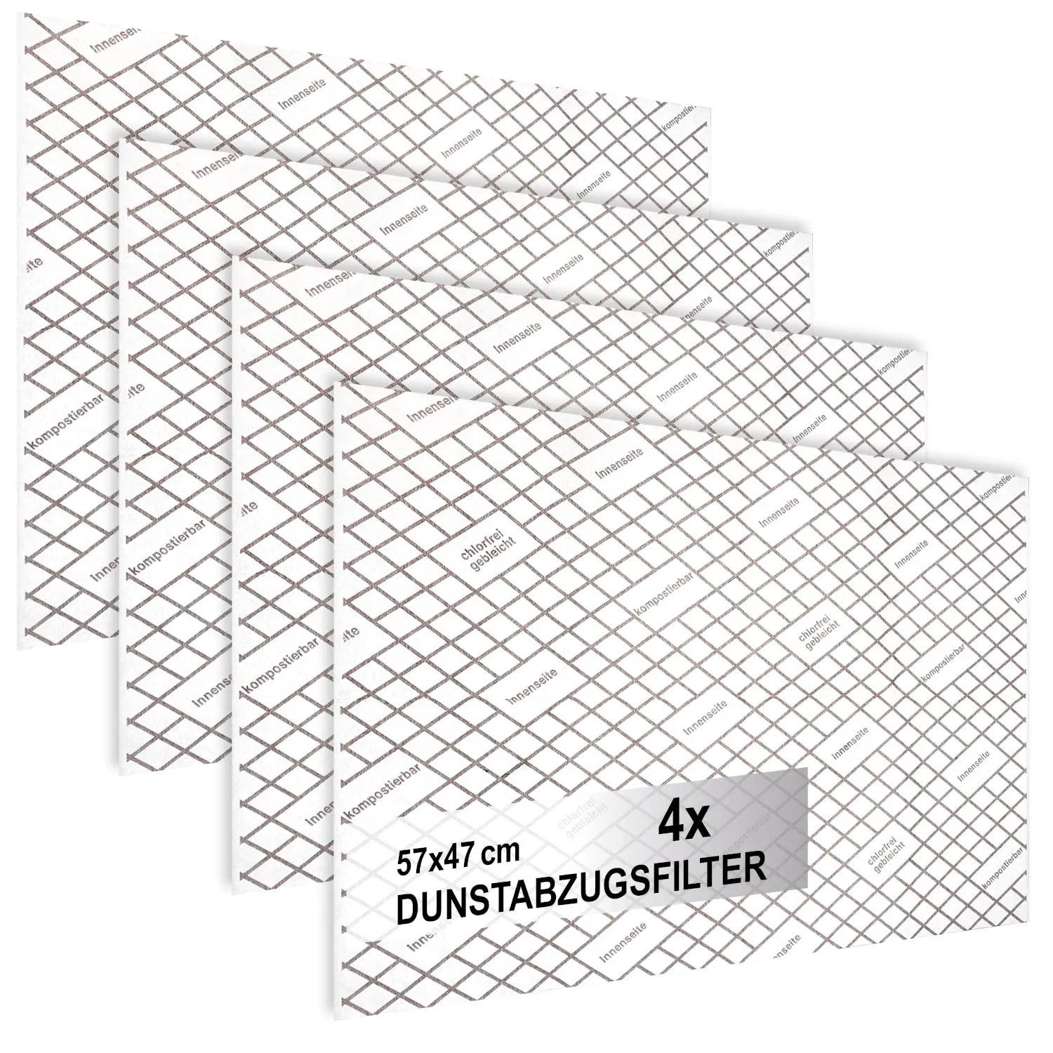 COM-FOUR® 4x filtro di aspirazione per cappa aspirante con elevate prestazioni di filtraggio - filtro piatto da 1 mm tagliabile a misura con indicatore di saturazione (Con indicatore - 4 pezzi)