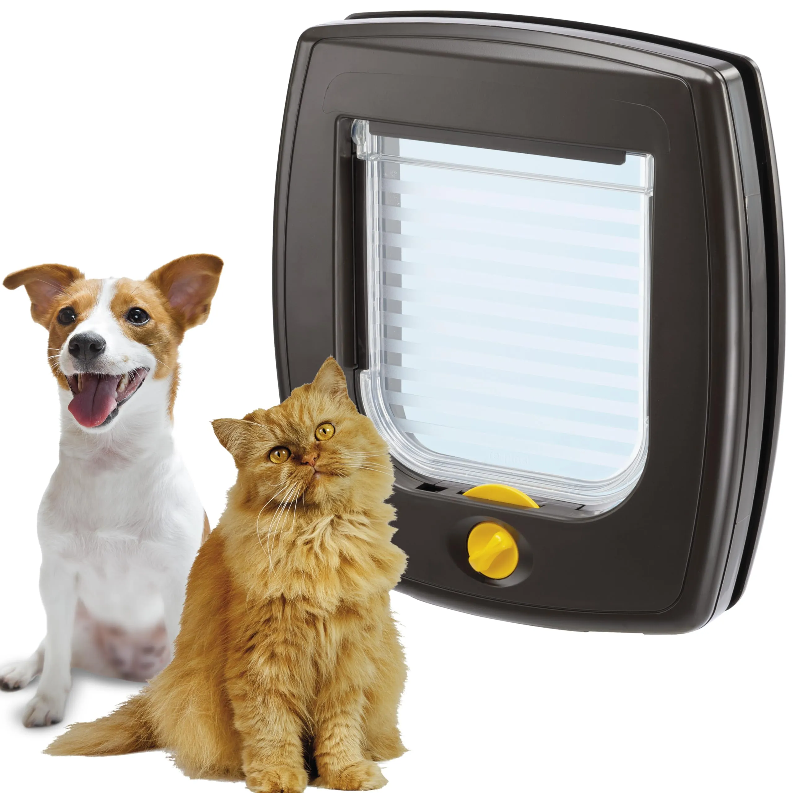 Ferplast SWING 3 Gattaiola Universale Cani e Gatti - 2 Modalità Chiusura Selezionabili - Anti Oscillazione Magnetico - Porta Trasparente Satinata - Marrone