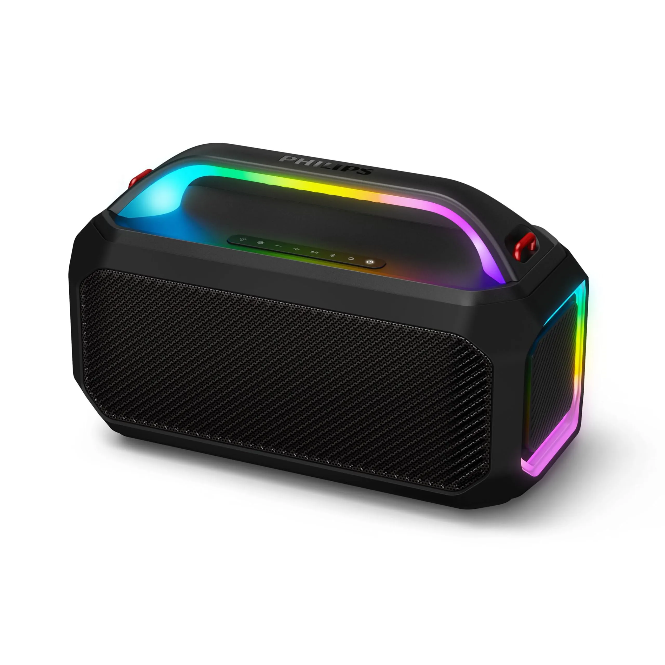 Philips TAS7000EB Altoparlante Bluetooth wireless con uscita 100 W Max, Bass+, Spettacolo di luci LED, Auracast, IP67, 24 ore di riproduzione, Power Bank, Ingresso mic, Batteria di ricambio – Nero