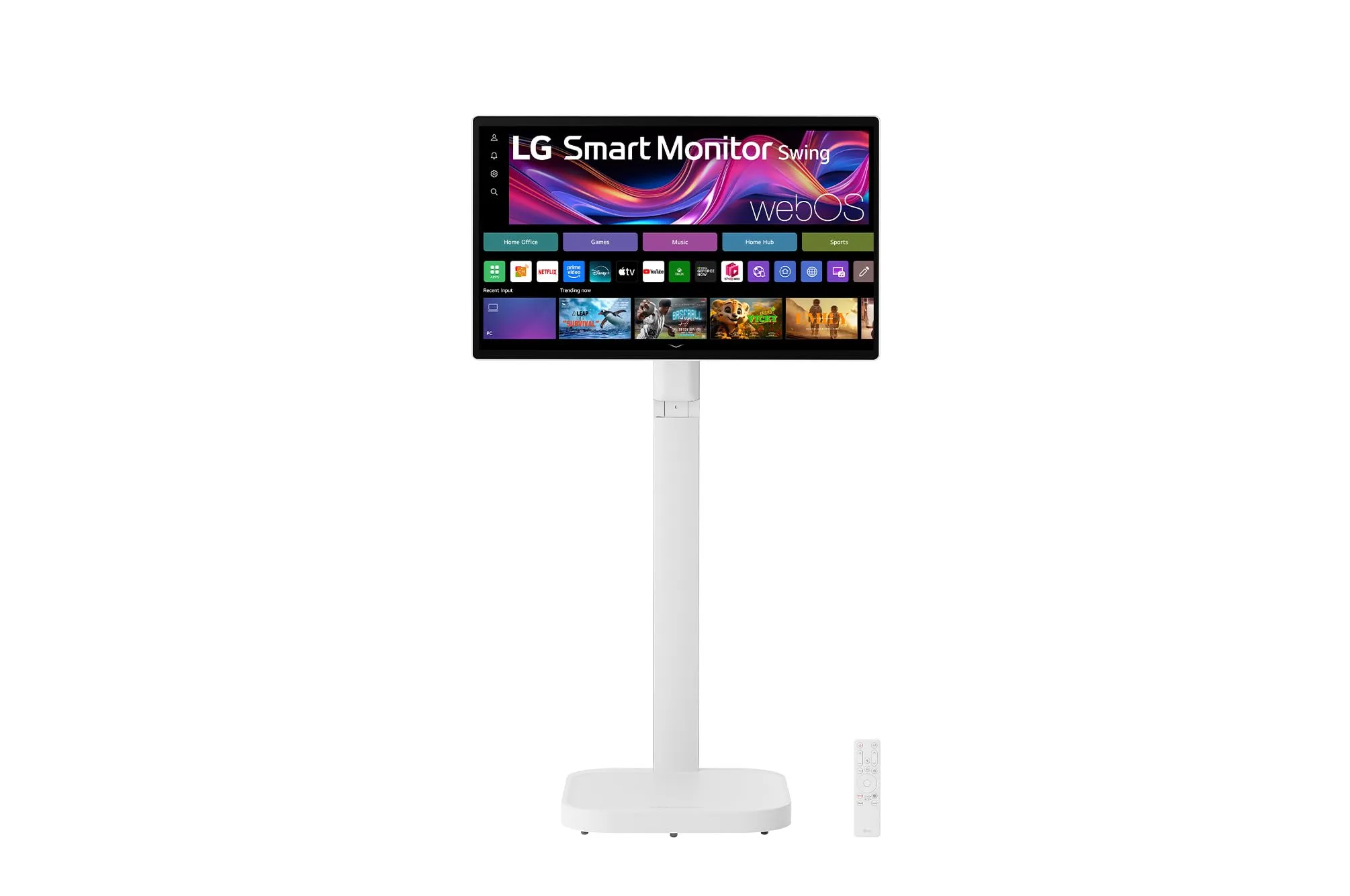LG Swing 32U889SA Monitor Smart Portatile Touch 32" 4K, base con rotelle, webOS con app di streaming, Wi-Fi, Bluetooth, AirPlay, Screen Share, Speaker Stereo 10W, 3x USB-C, Telecomando, Bianco