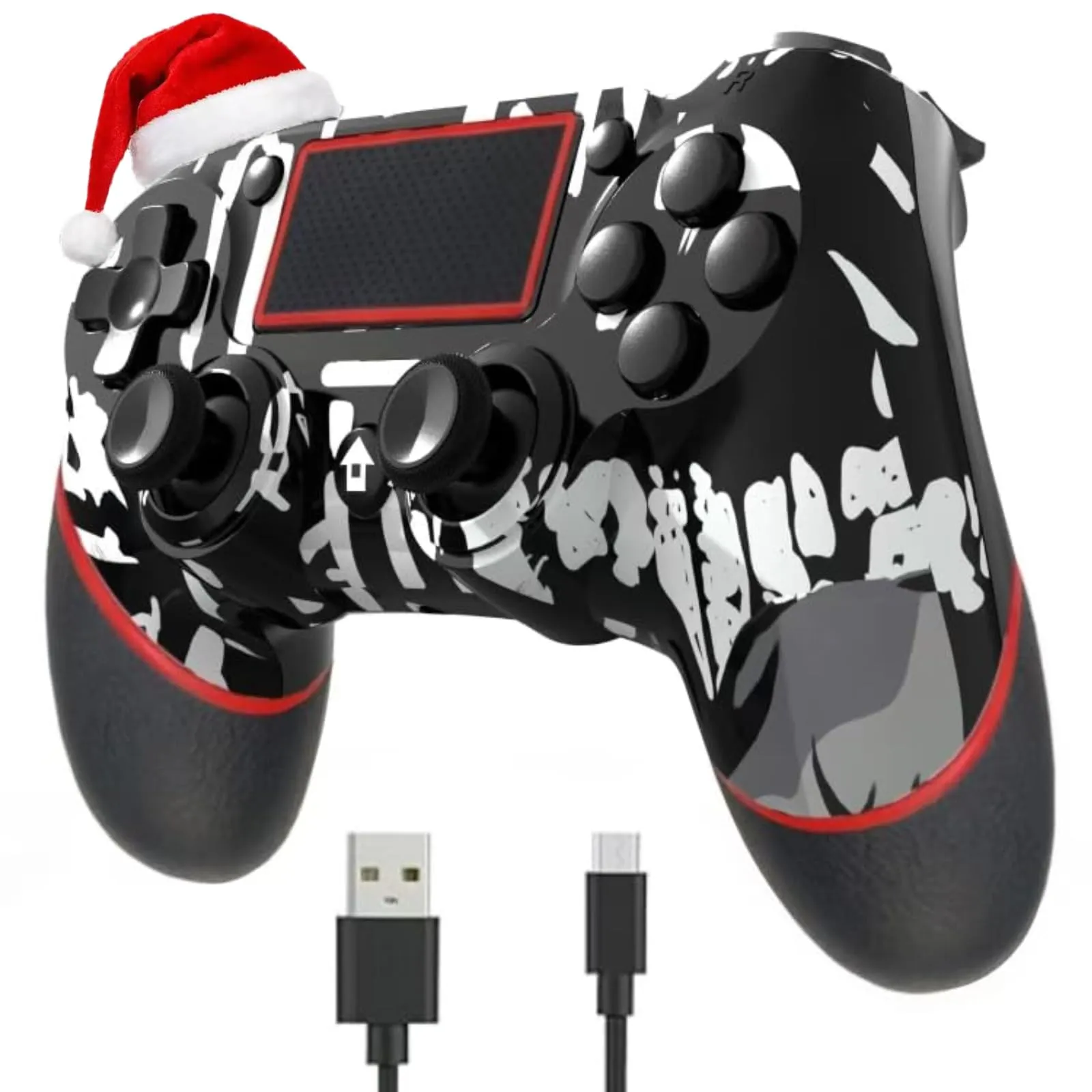 YUYIU Aggiornamento Wireless Controller per Ps4 Remote Plays-tation 4/Slim/Pro/PC, Controllori con Doppio Vibrazione Shock Speaker, Jack per Cuffie Touch Pad Six Axis Motion Control (Luminoso Nero)