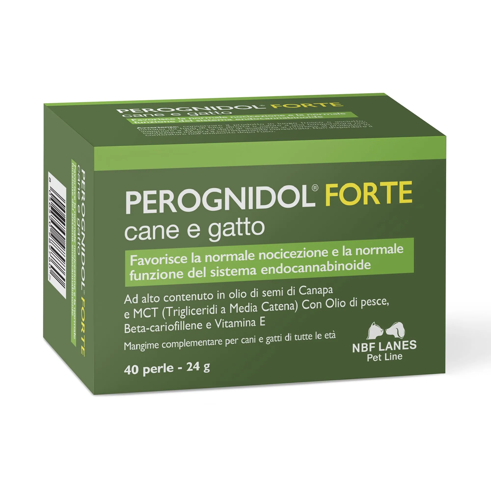 NBF Lanes | Perognidol FORTE Cane e Gatto, 40 perle, Favorisce la Normale Nocicezione e la Normale Funzione del Sistema Endocannabinoide