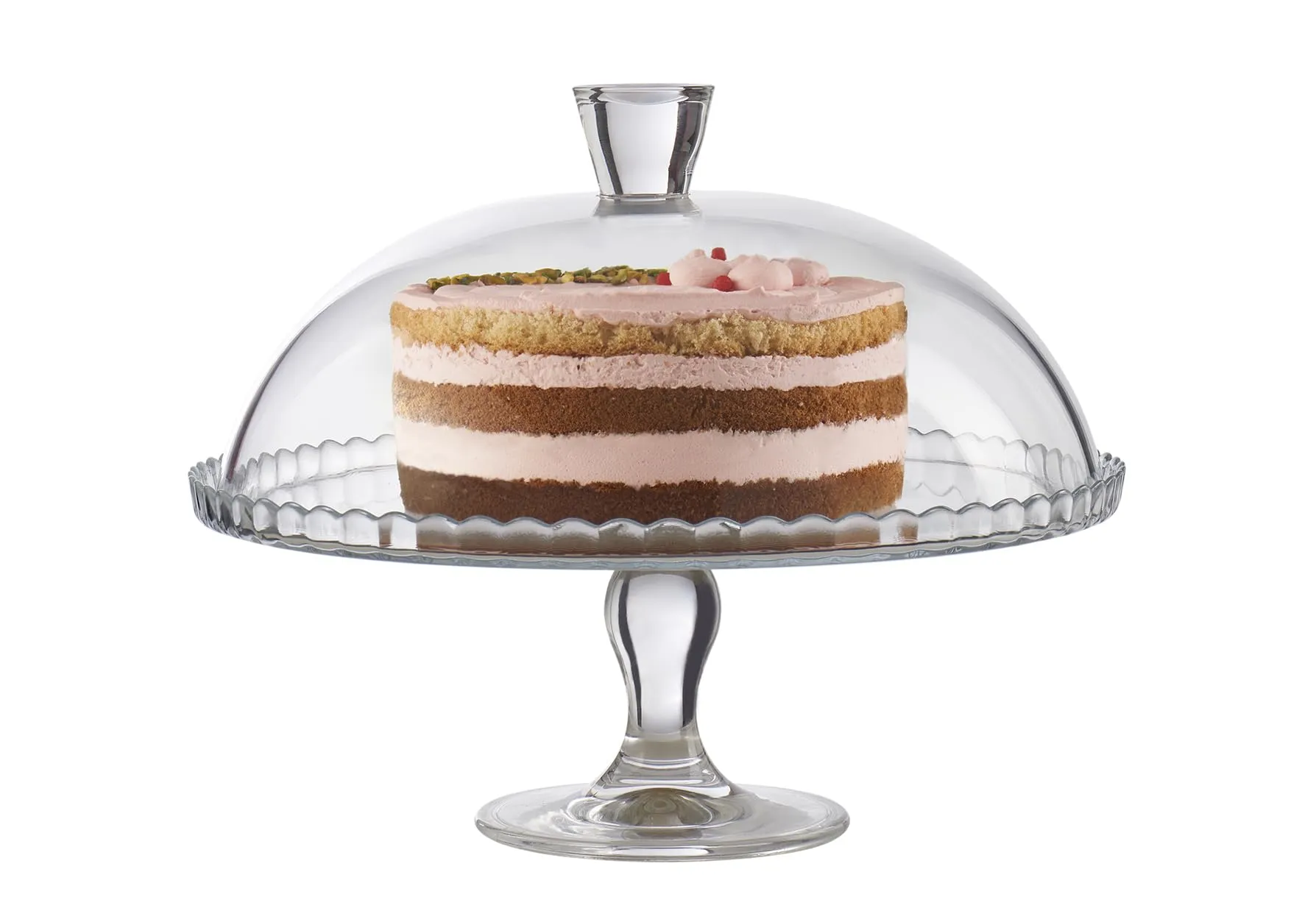 Pasabahce - Patisserie Alzatina In Vetro Con Campana, Diametro 32 Cm