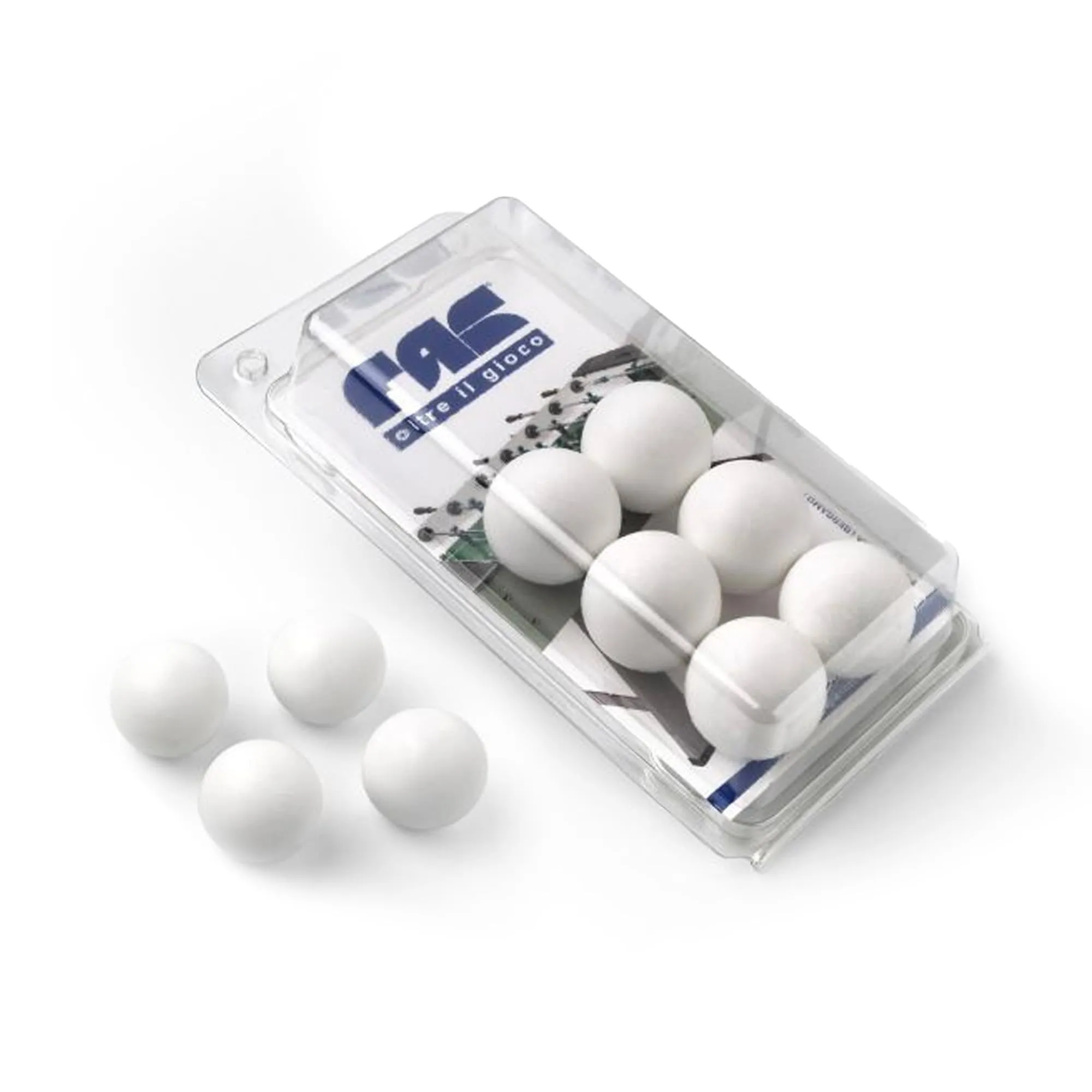 FAS PENDEZZA Blister 10 Palline Calcio Balilla - Set di 10 Palline, Diametro 36 mm, Peso 19 g, Compatibili con Biliardini e TamTam (Bianco)