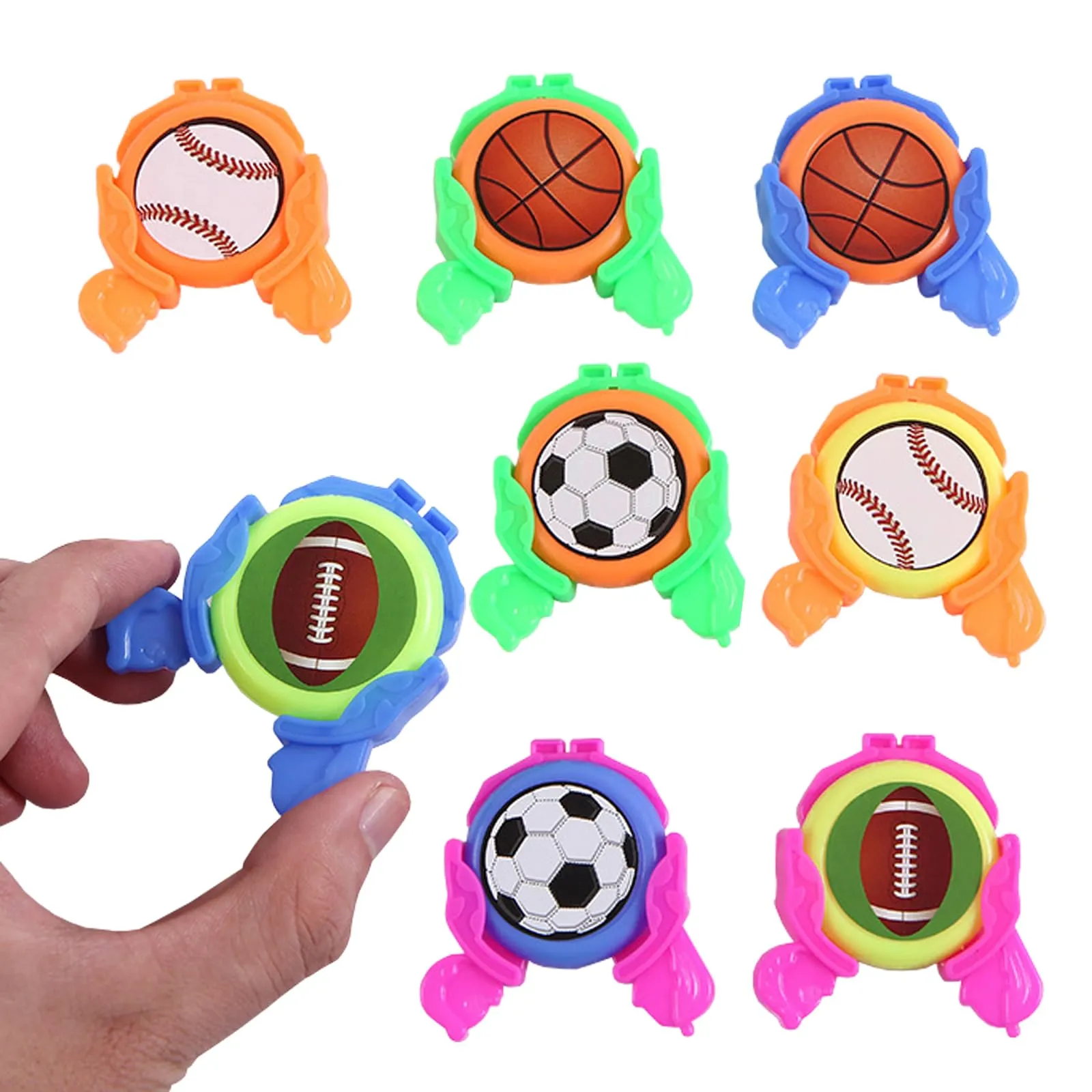 YZZT 8PCS Mini Catapult Frisbee, Lancio con energia elastica di potenza, Frisbee con tema di palla, Giochi per rilassare lo stress, Giochi per persone da 4 anni ad adulti, Giuochi per indoor e outdoor