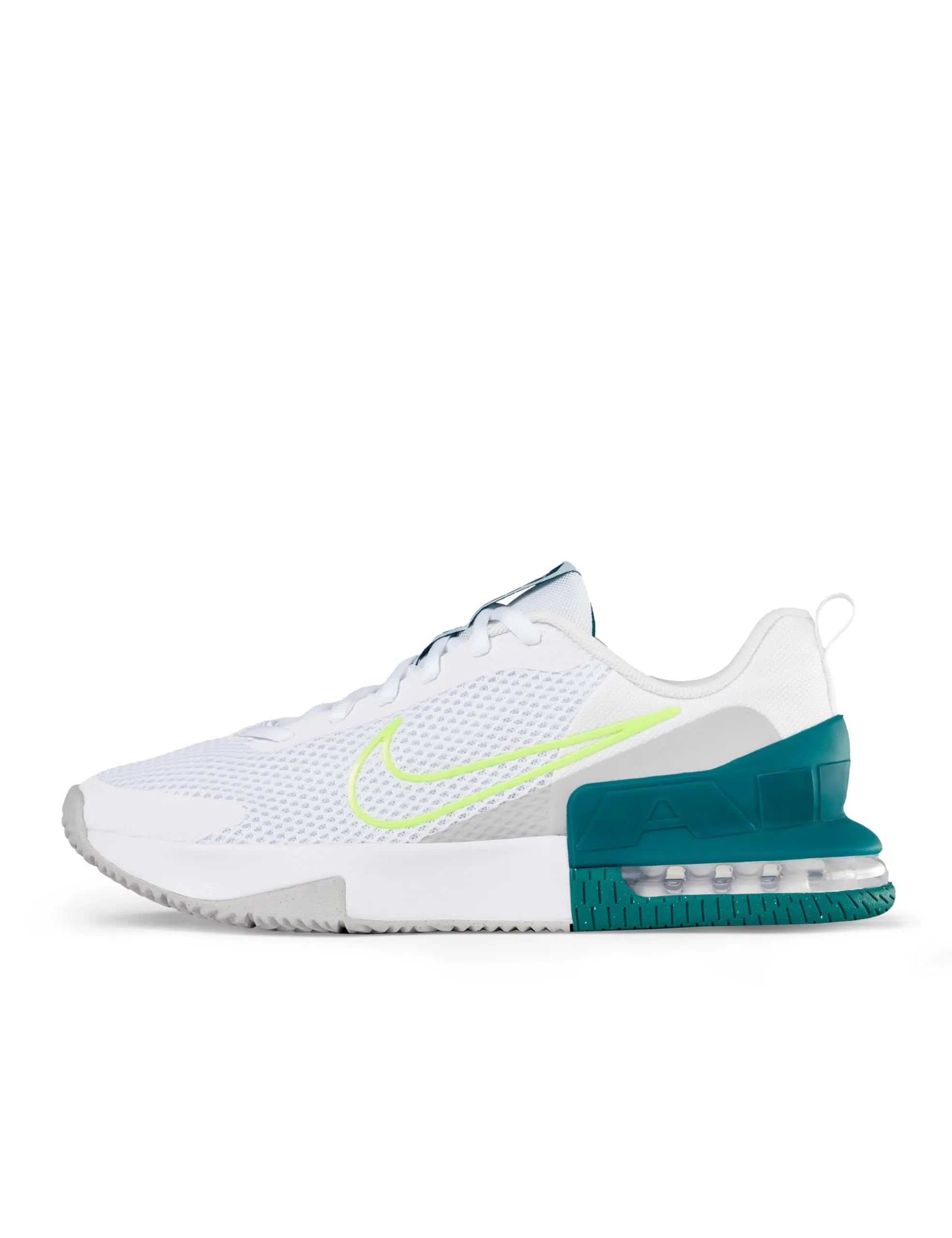 Nike Air Max Alpha Trainer 6 Workout-Schuh für Herren, Scarpa da Allenamento Uomo, White Hot Lime Bright Spruce Grey Fog, 43 EU