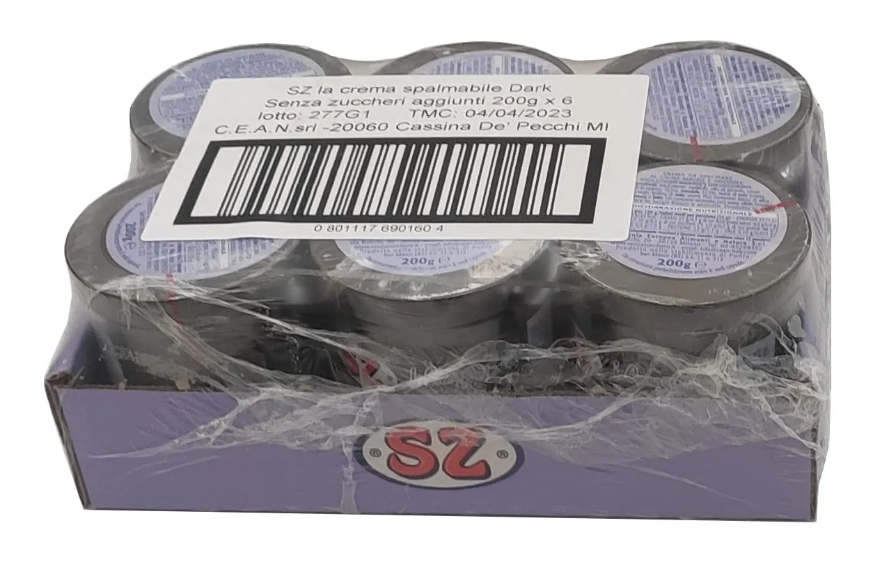 Sz - Senza Zucchero Crema Spalmabile Dark - Confezione da 6 vasetti X 200 G