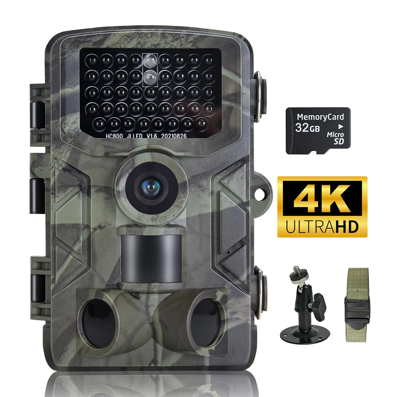 FunKind Fototrappola Fotocamera Caccia 50MP 4K, Fototrappole IP65 Impermeabile, Grandangolare 120 ° Fototrappola Infrarossi con SD da 32 GB (HC808A)