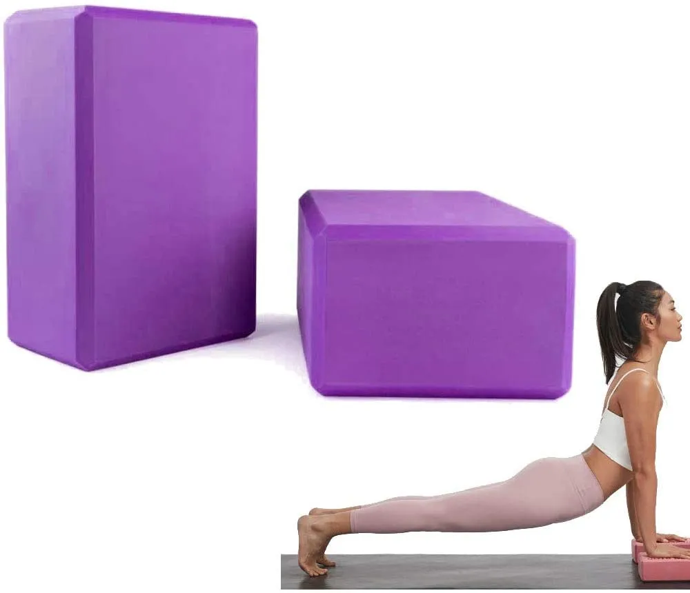 Blocchi Yoga 2 Pezzi, Mattoni Block Yoga in Schiuma Eva ad Alta densità, Mattone Yoga in Schiuma Eva per Yoga, per Training Esercizi Fitness Stretching e Meditazione(viola)