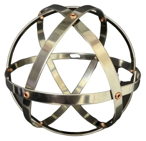 Genesa Crystal in Acciaio Inox, 16cm di diametro, fasce larghe 10mm, intrecciate simmetricamente e fissate con rivetti in rame