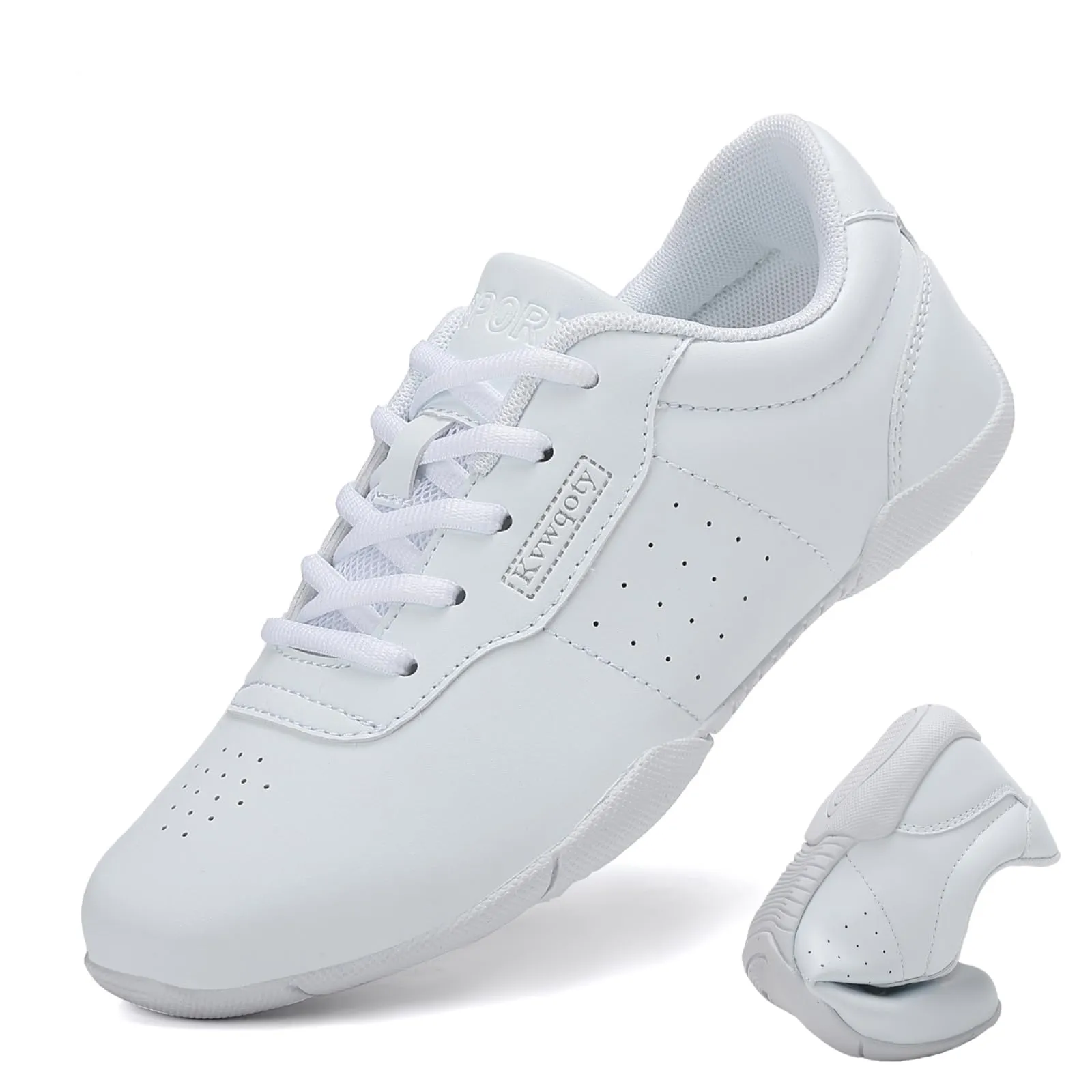 Kvwqoty Scarpe da Cheerleading Cheerleader Donna Scarpe Allenamento Cheer Sneakers Ginnastica Bianche Bambino Jazz Yoga per Ragazze da Ballo Shoes Bianco 38
