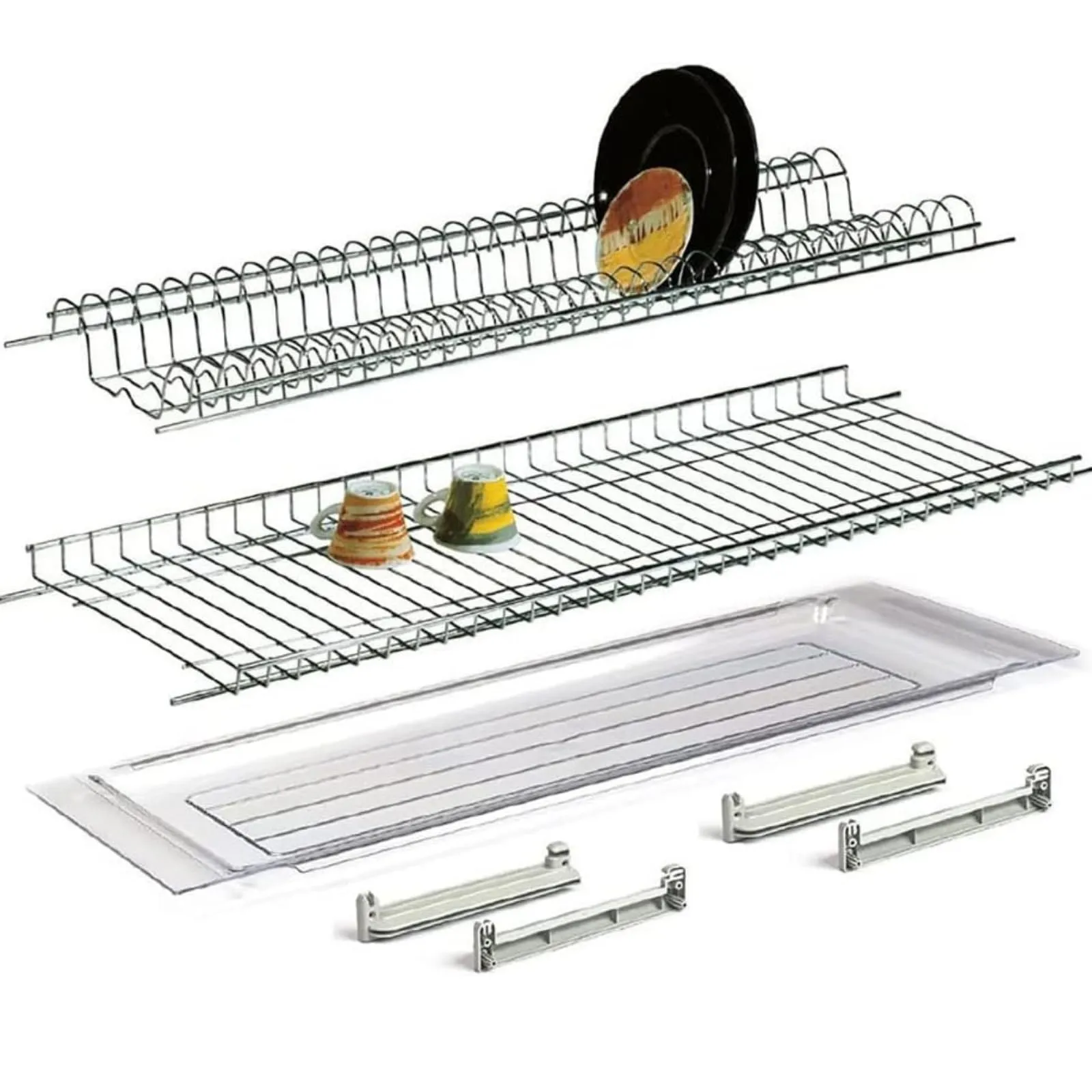 SCOLAPIATTI Acciaio cromo protetto con vaschetta raccogli gocce MADE IN ITALY (76 CM per pensile da 80 CM)