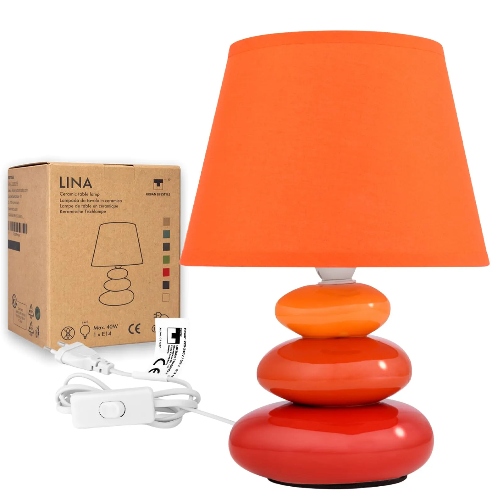 Lampada da comodino "Lina" con 3 pietre