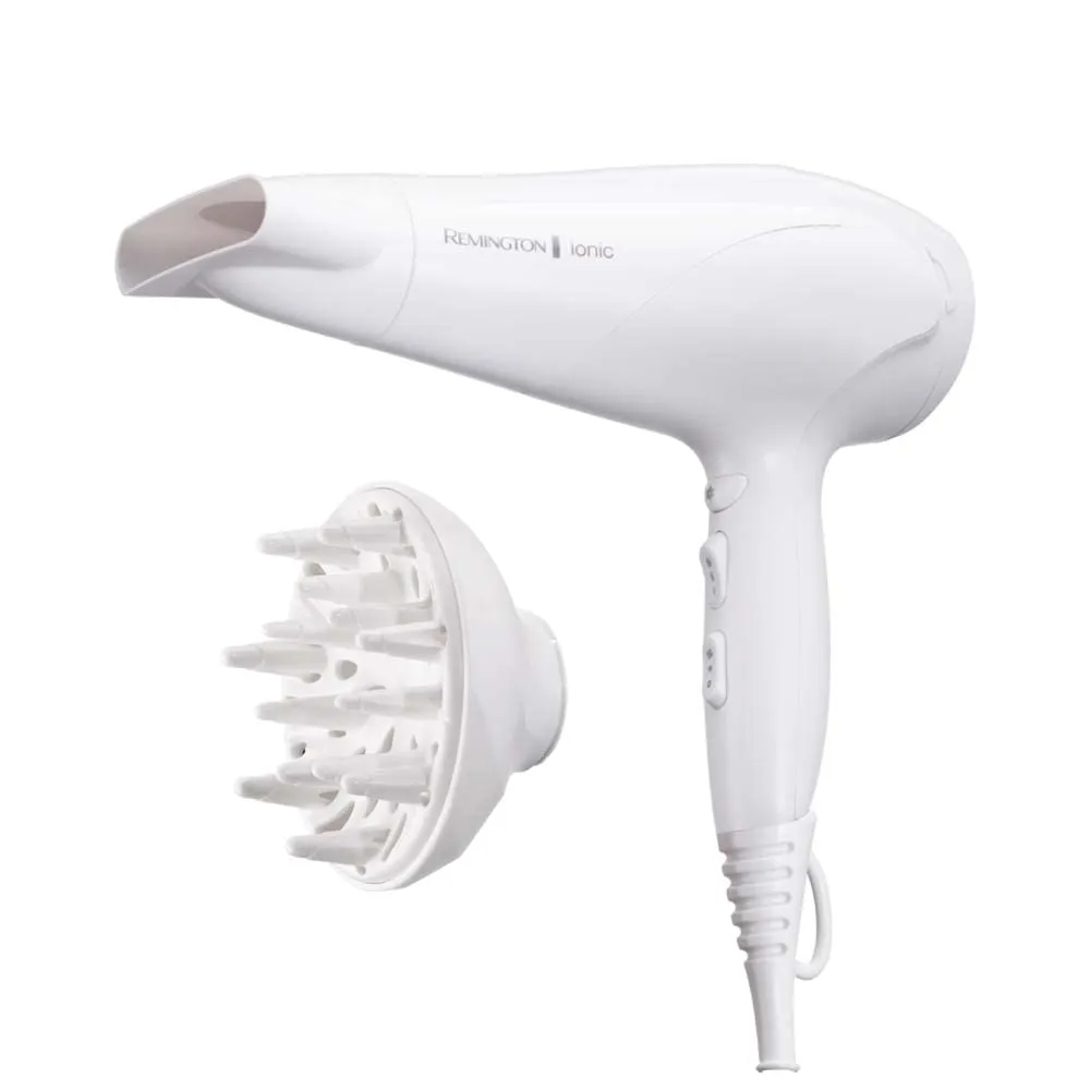 Remington Asciugacapelli 2200W - Anello in ceramica Ionic Care per una ottima distribuzione del calore - 3 livelli di riscaldamento, 2 livelli di ventola separati + raffreddamento, 2 accessori, D3199